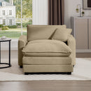 Classic Modern Comfortable Single Chair Deep Seat Sofa With Footstool