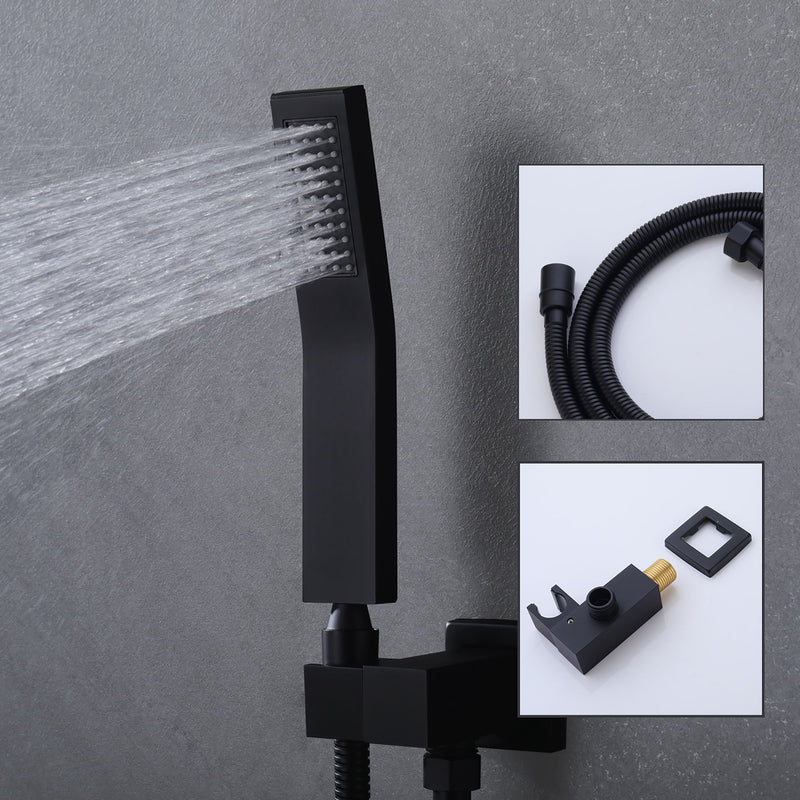 Wall Mount Shower System With High Pressure 10" Shower Head And Handheld, Stainless Steel - Matte Black