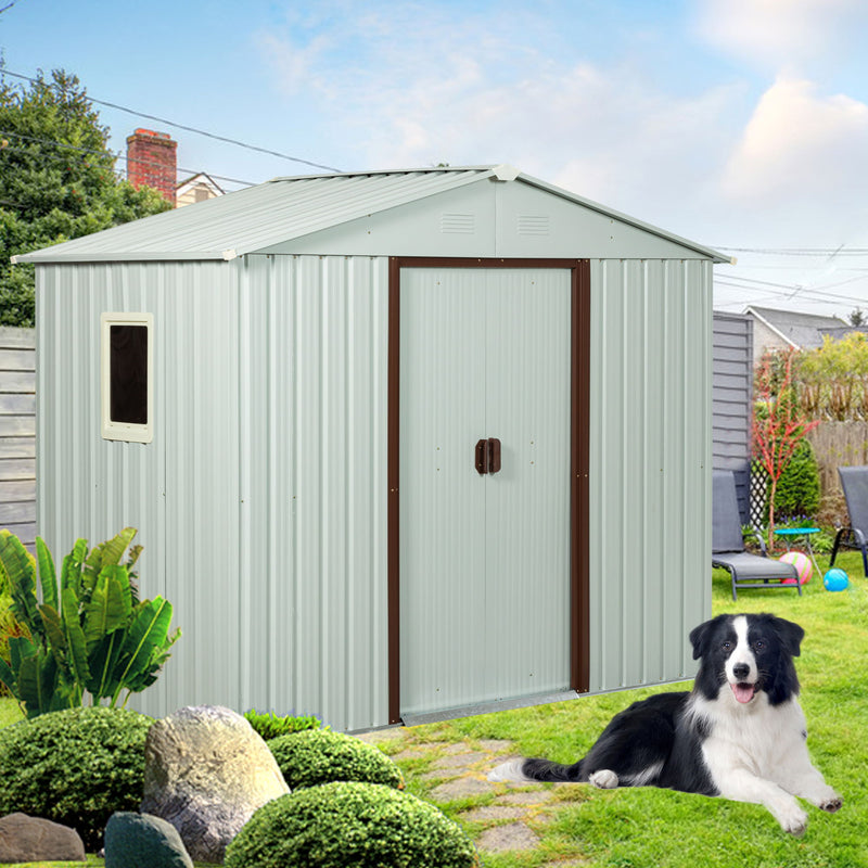 Ry-Sdyx56-Ww Outdoor Metal Storage Shed With Window - White