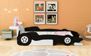 Race Car-Shaped Platform Bed With Wheels