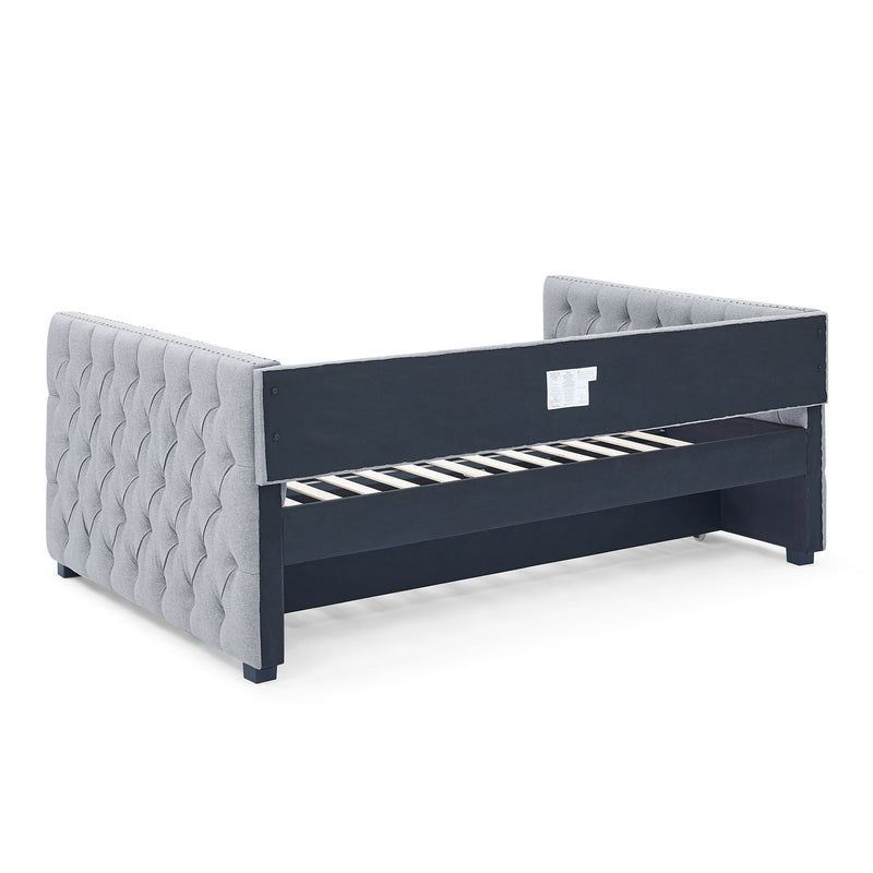 Inspired Upholstered Daybed With Trundle, Button Tufted