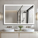 Modern LED Bathroom Vanity Mirror With Aluminum Frame, 45° Beveled Lights, Anti Fog - Silver