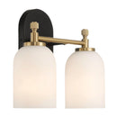 Vortex - 2 Lights Vanity In Traditional Style For Over Bathroom Mirror Wall Sconce - Black / Gold / White