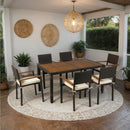 7 Piece Outdoor Patio Wicker Dining Set Patio Wicker Furniture Dining Set With Top - Brown / Cream