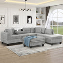 Modern Sectional Sofa With Storage Ottoman, L - Shape Couch With 2 Pillows And Cup Holders