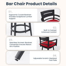 5 Pieces Outdoor Patio Bar Set, Rounded Square Sintered Stone Table & 4 Swivel Bar Chairs