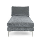 Fabric Upholstered Chaise Lounge With Iron Bracket Legs