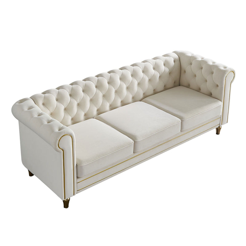 Chesterfield - Velvet Sofa 84.65" For Living Room