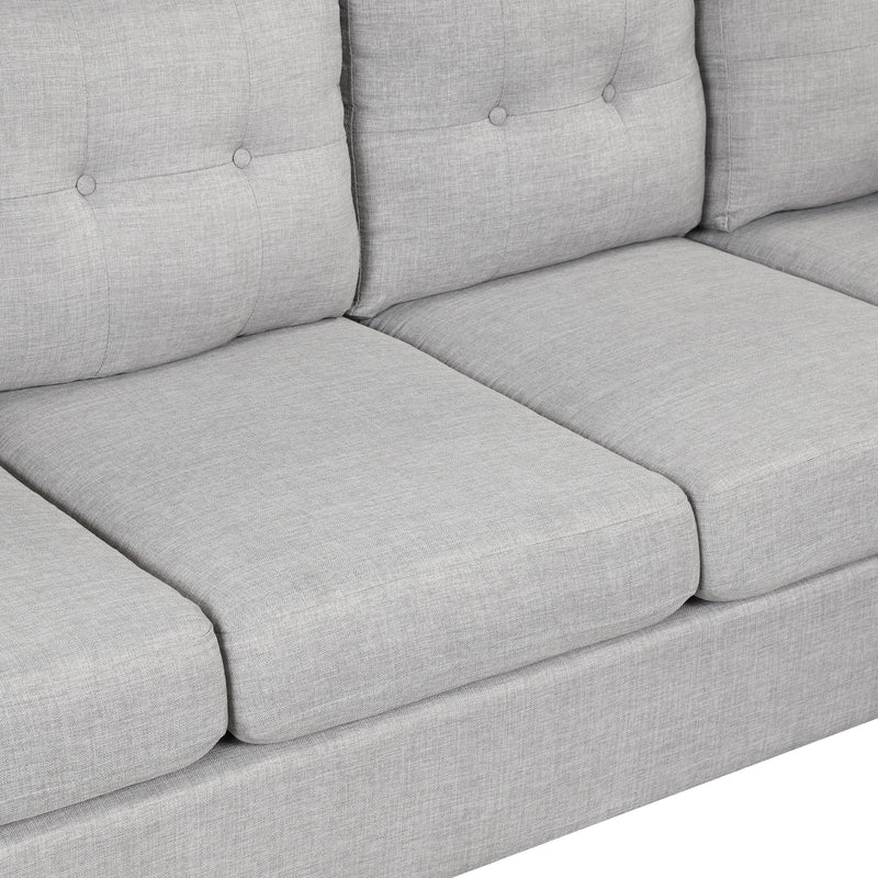 Modern Linen Fabric Sofa, L-Shape Couch With Chaise Lounge, Sectional Sofa With One Lumbar Pad