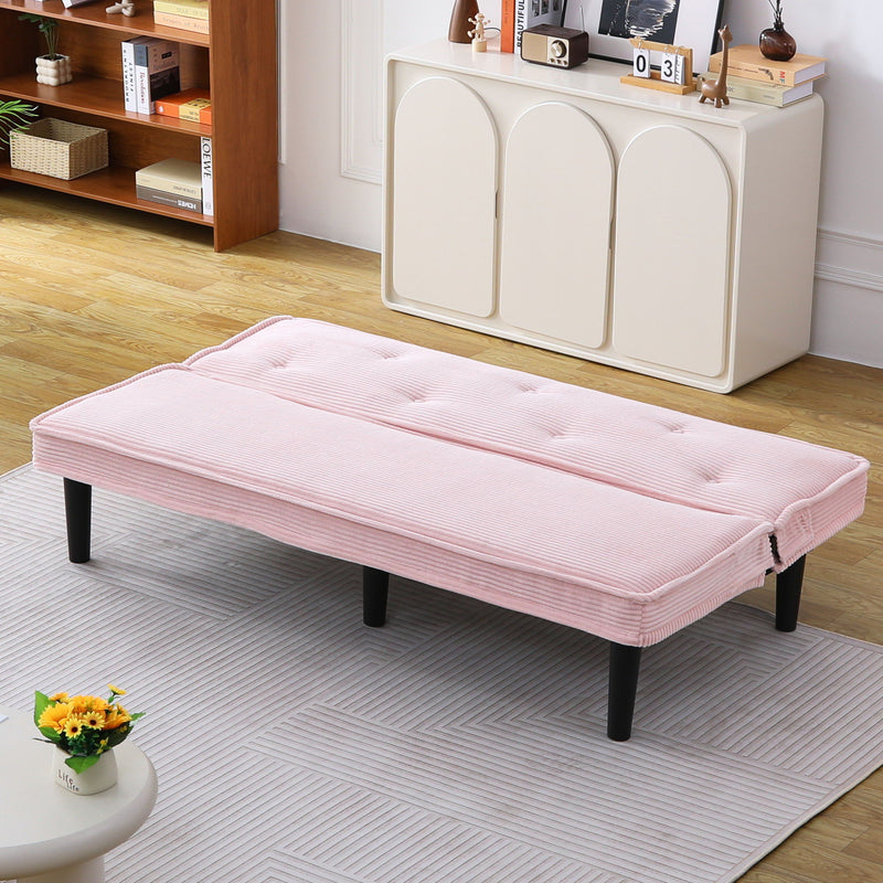 Versatile Corduroy Sofa Bed With Solid Wood Frame