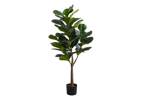 Artificial Plant, 47" Tall, Fiddle Tree, Indoor, Fake, Floor, Greenery, Potted, Real Touch, Decorative - Green / Black