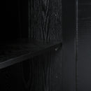 Stylish Storage Cabinet Sideboard With Unique Geometric Circle Door Design - Black