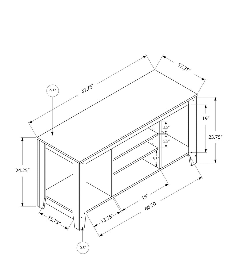 TV Stand, Console, Media Entertainment Center, Storage Shelves, Durable Construction - Espresso