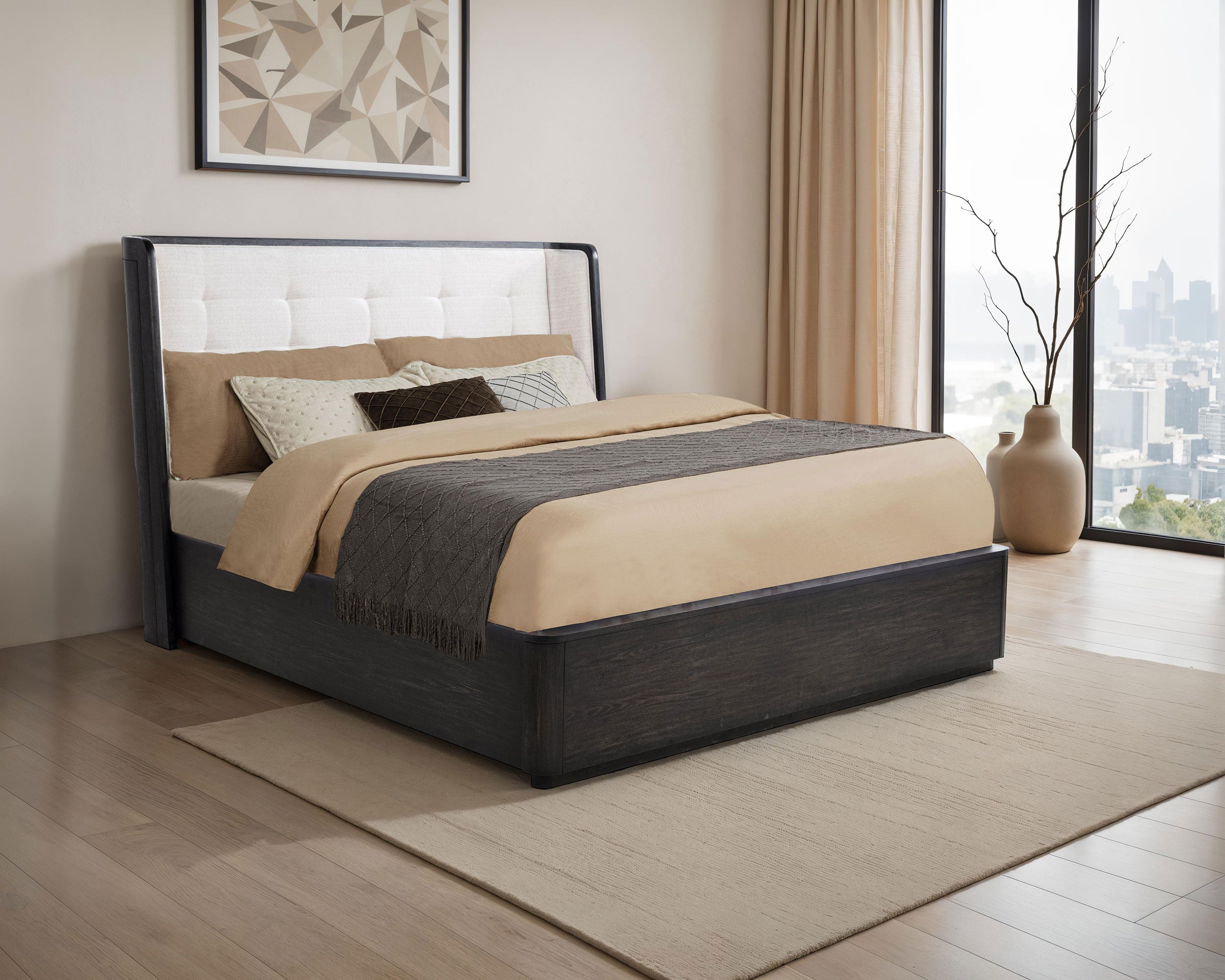 Leandro 55-inch California King Wingback Bed Burnished Black — view 2