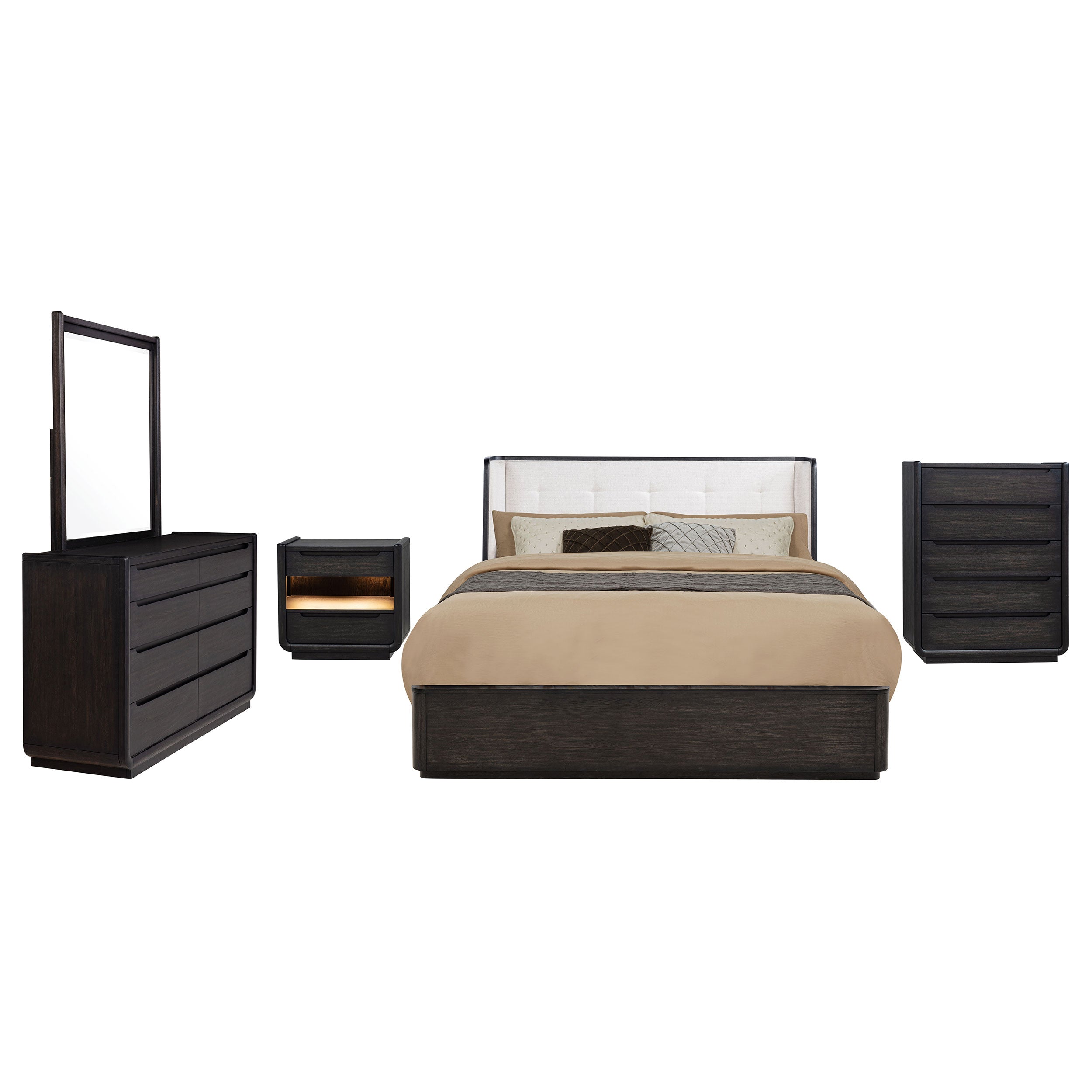 Leandro 5-piece Queen Bedroom Set Burnished Black — view 2