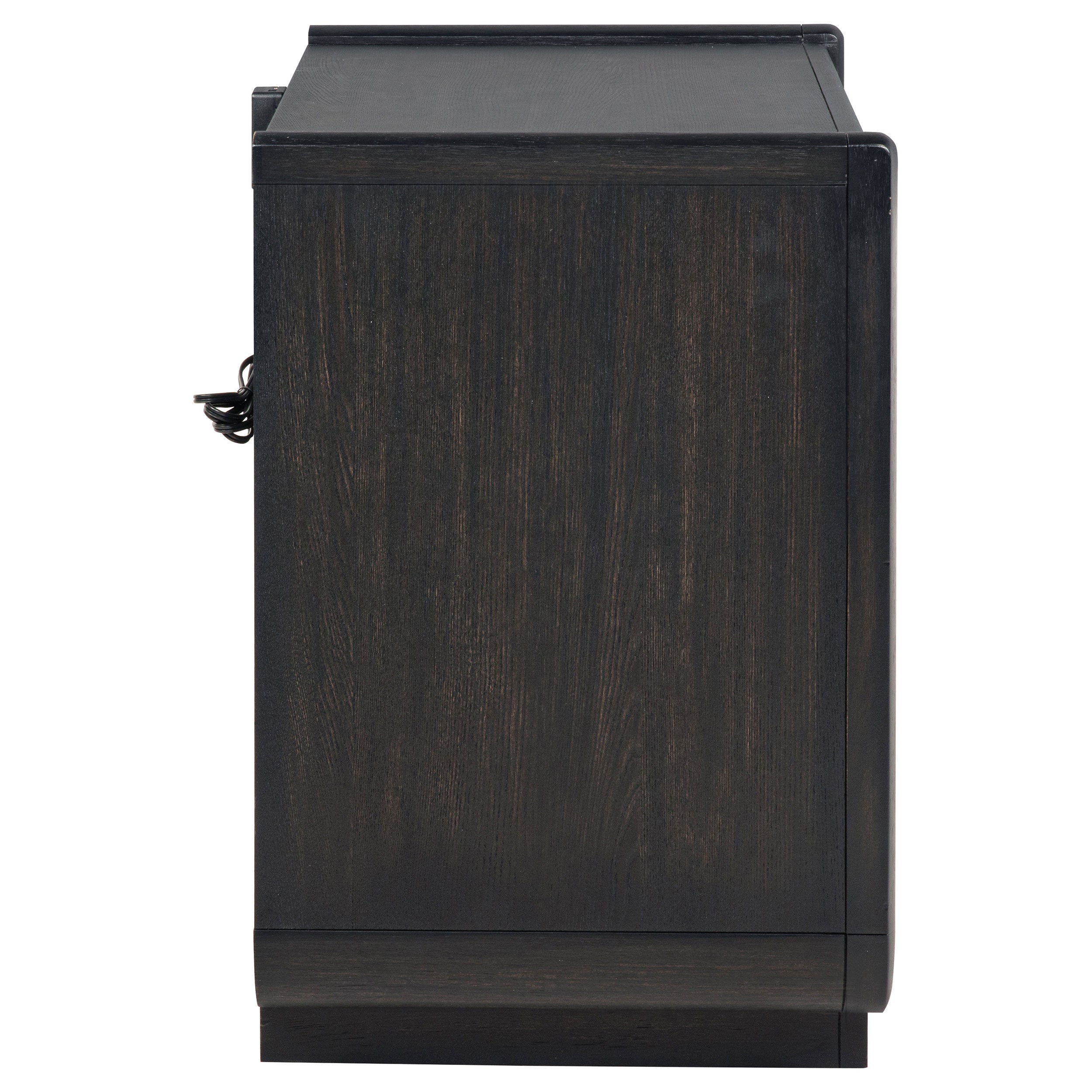 Leandro 2-drawer LED Nightstand with USB Burnished Black — view 9