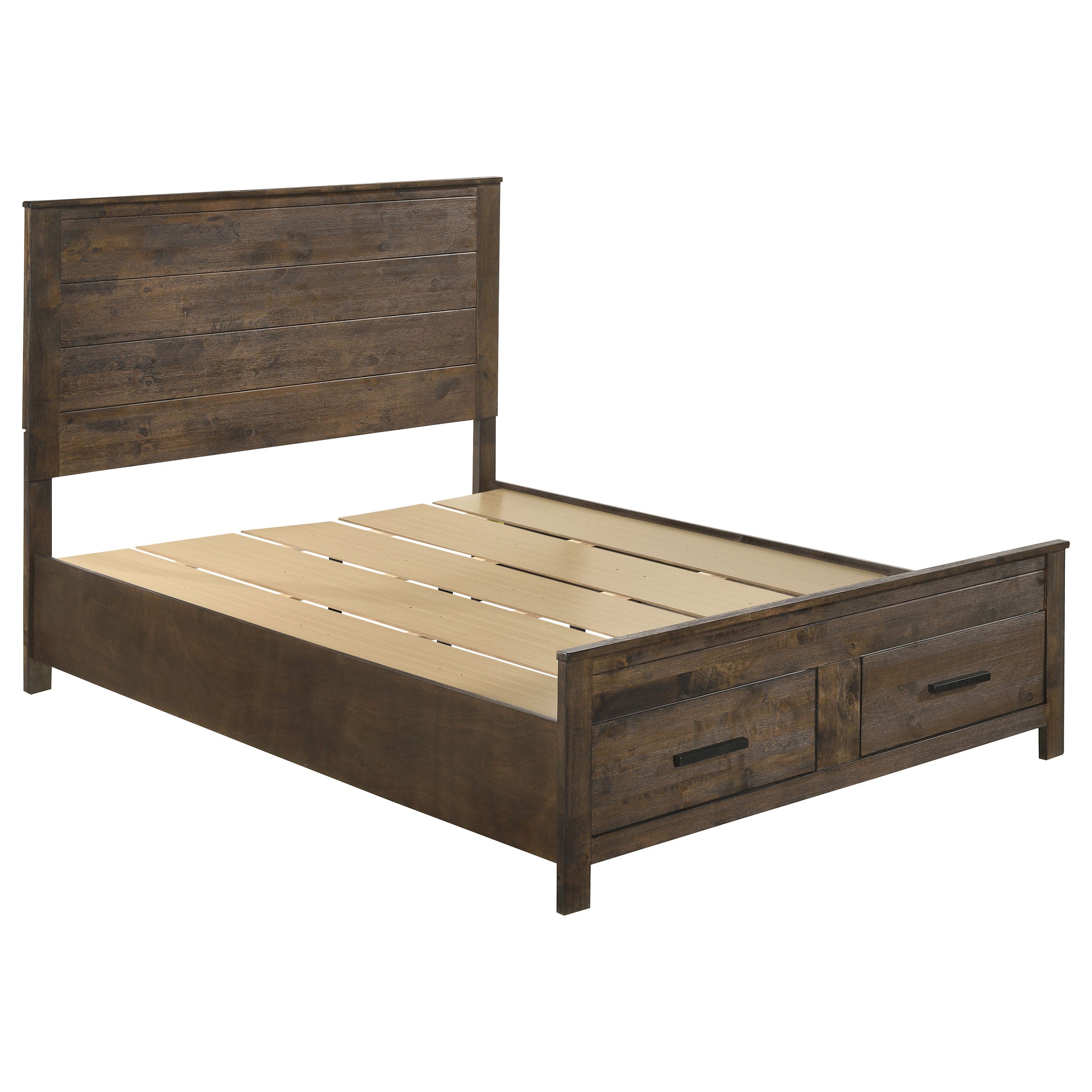Woodmont Wood Queen Storage Panel Bed Rustic Golden Brown — view 1