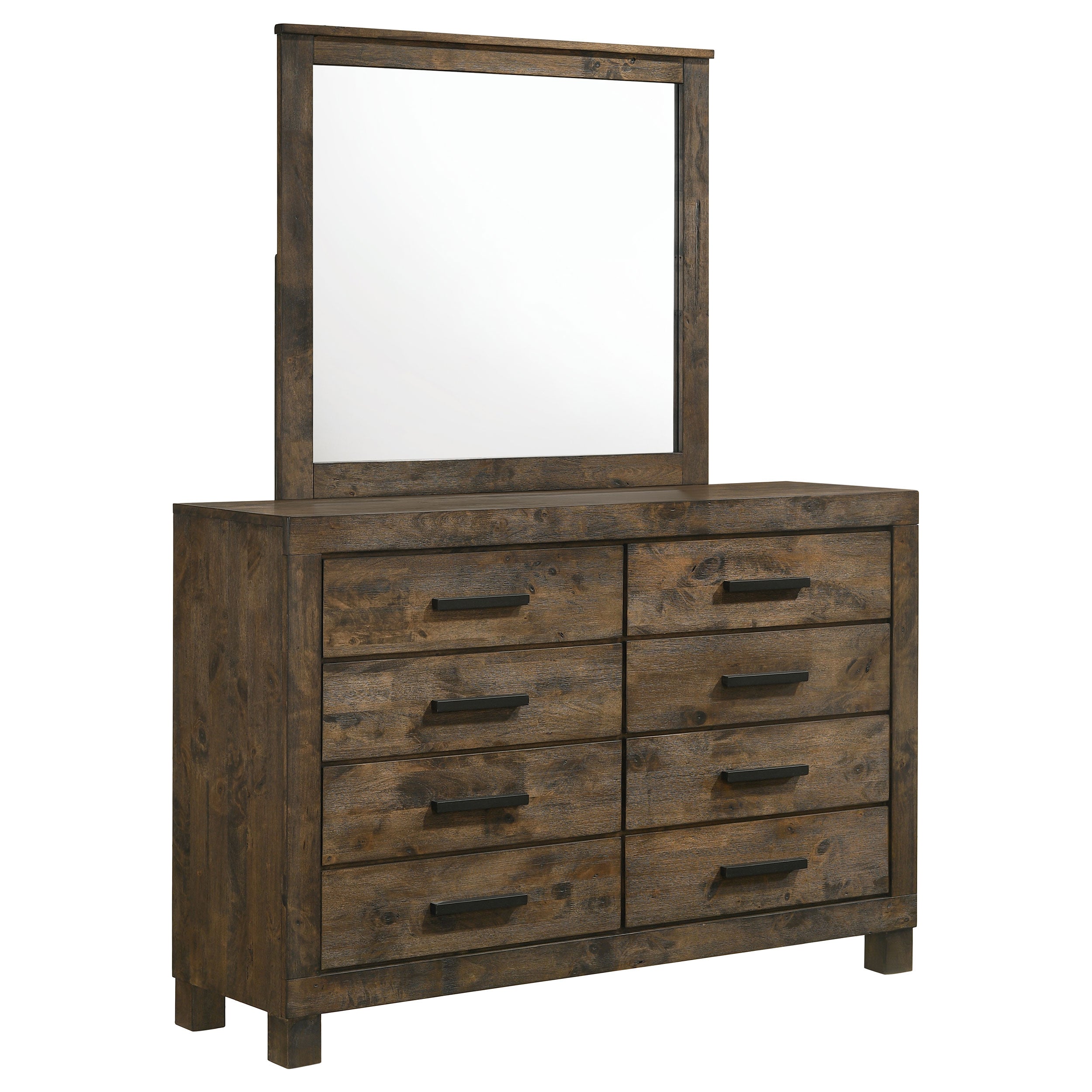 Woodmont 8-drawer Dresser with Mirror Rustic Golden Brown — view 1