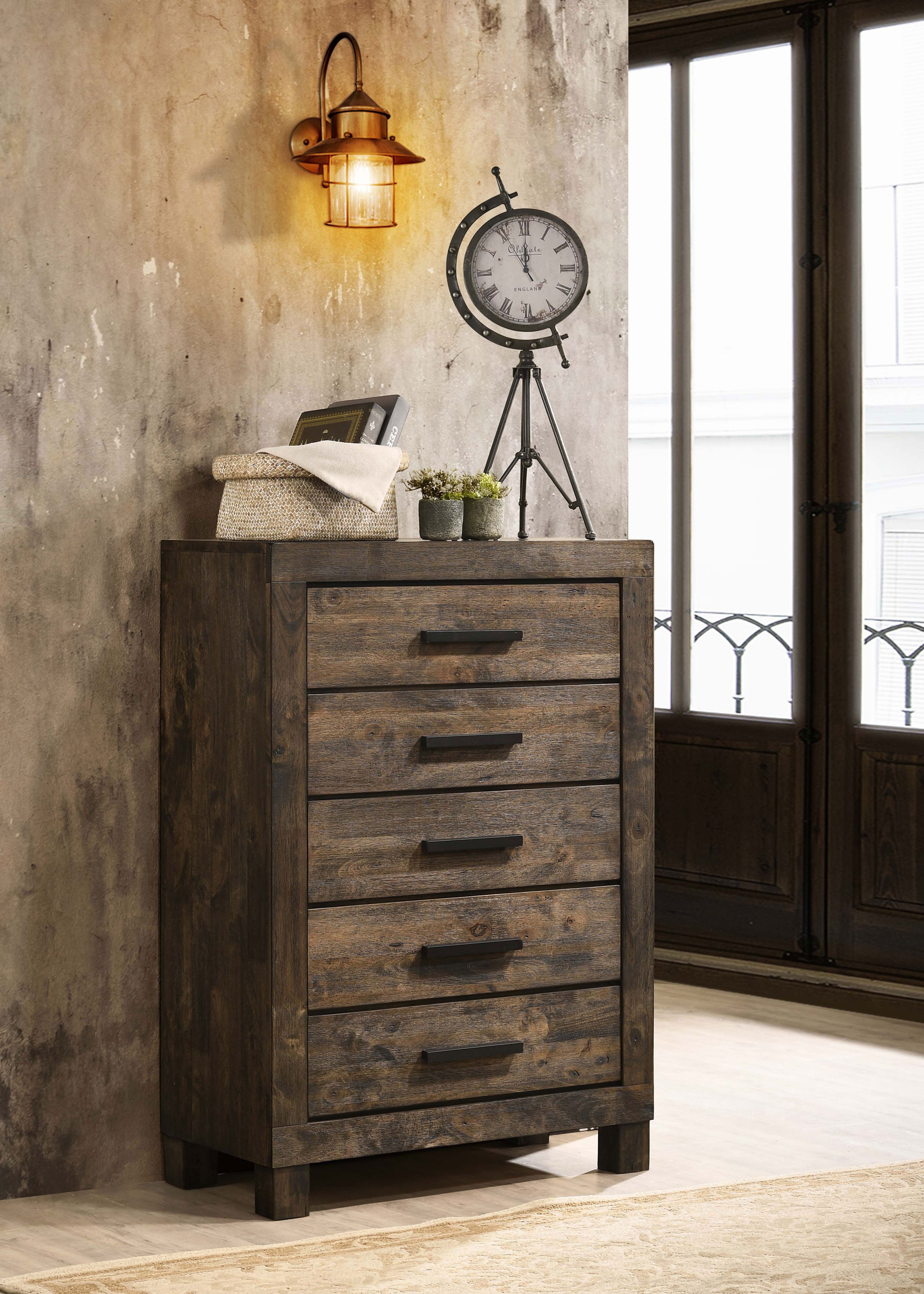 Woodmont 5-drawer Bedroom Chest Rustic Golden Brown — view 2