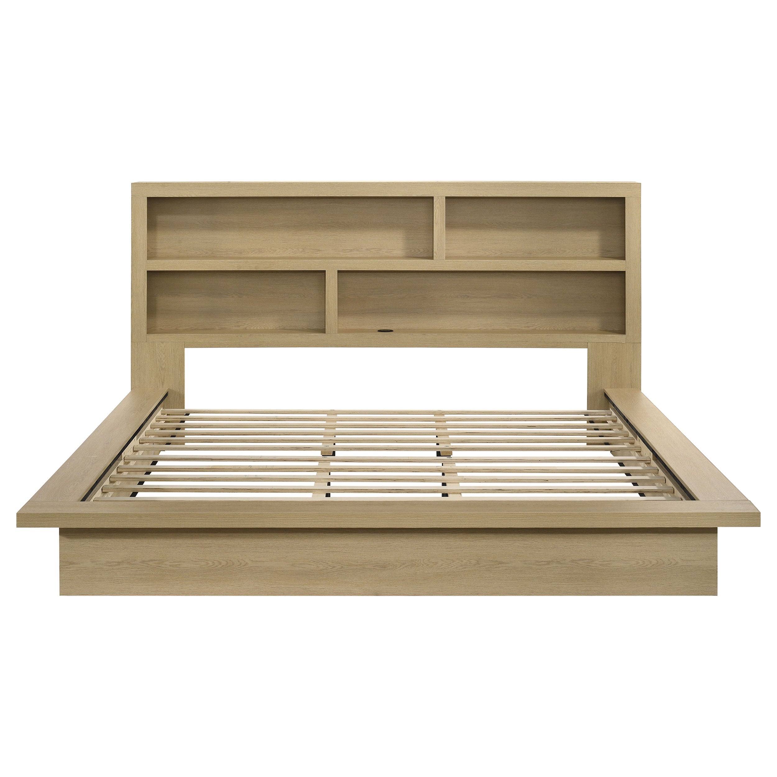 Hendricks Eastern King Bookcase Headboard Platform Bed Light Oak — view 3