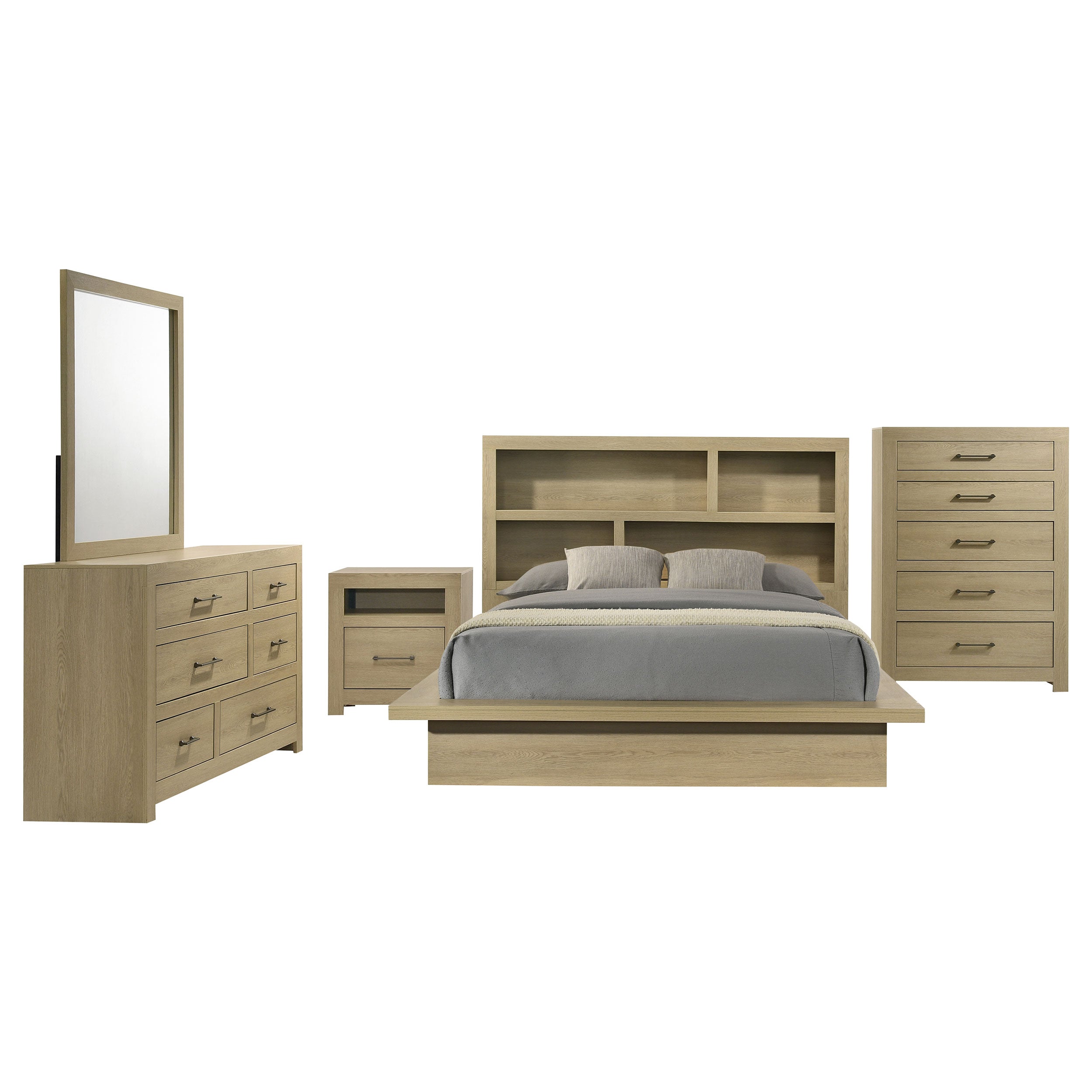 Hendricks 5-piece California King Bedroom Set Light Oak — view 1