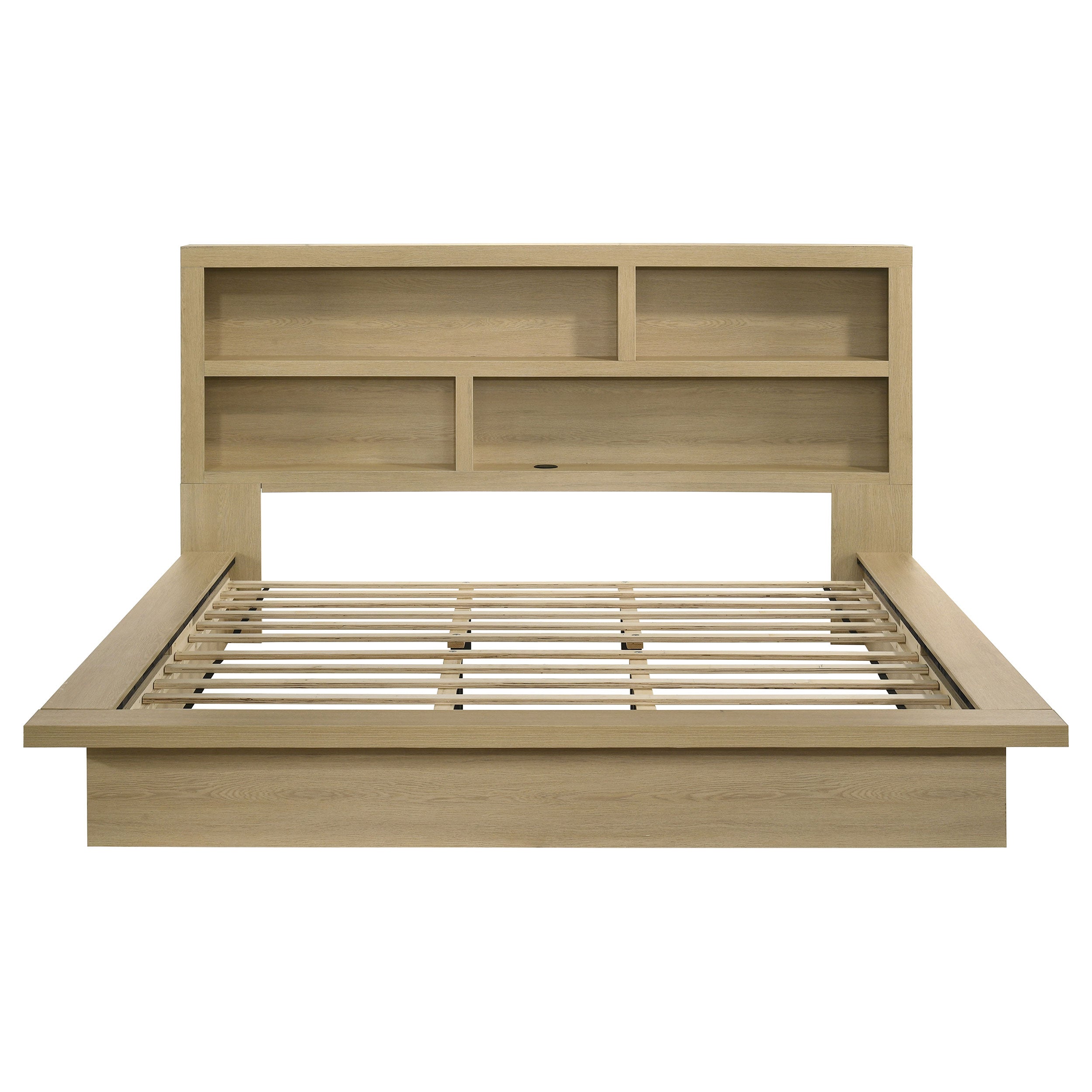 Hendricks California King Bookcase Headboard Platform Bed Light Oak — view 3