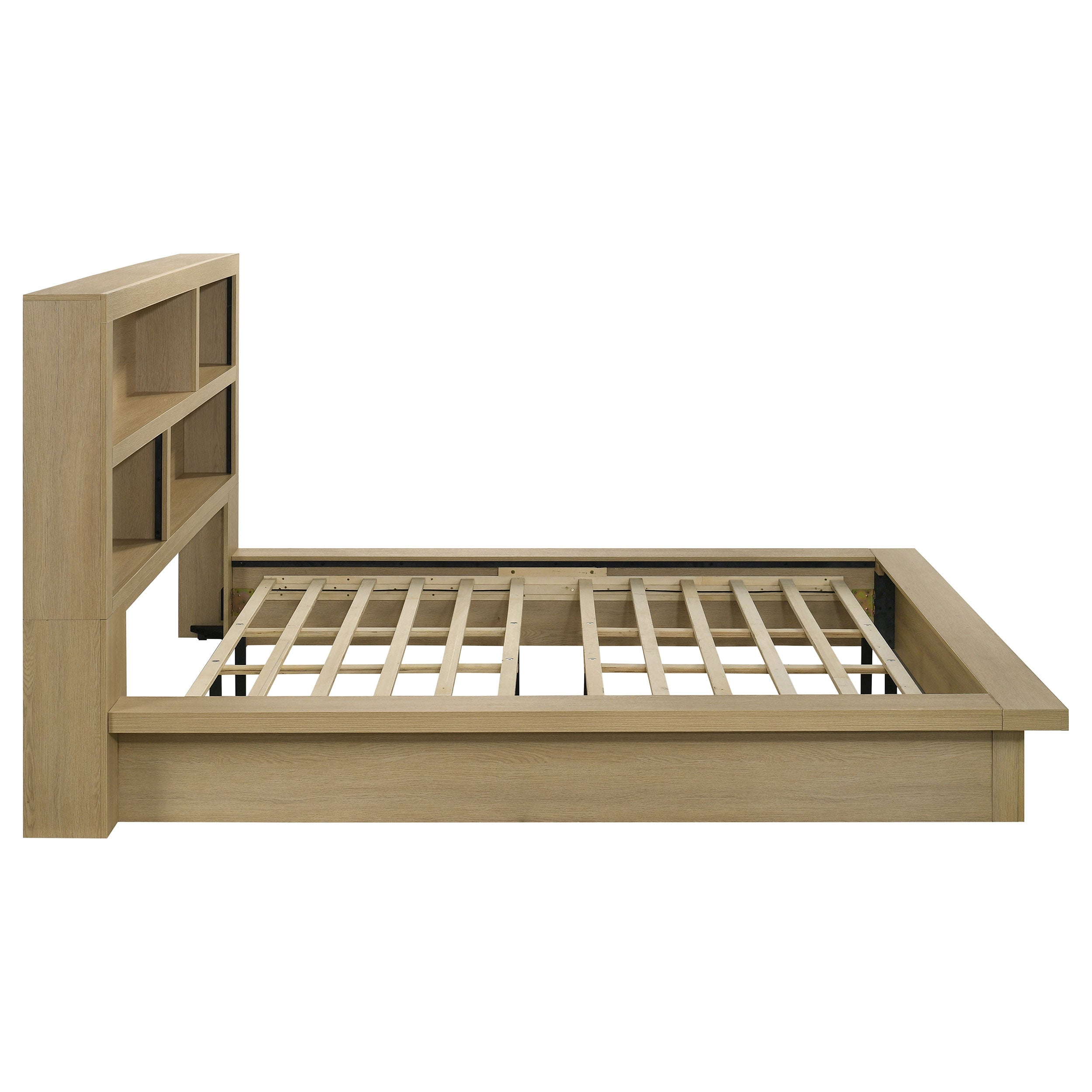 Hendricks California King Bookcase Headboard Platform Bed Light Oak — view 5