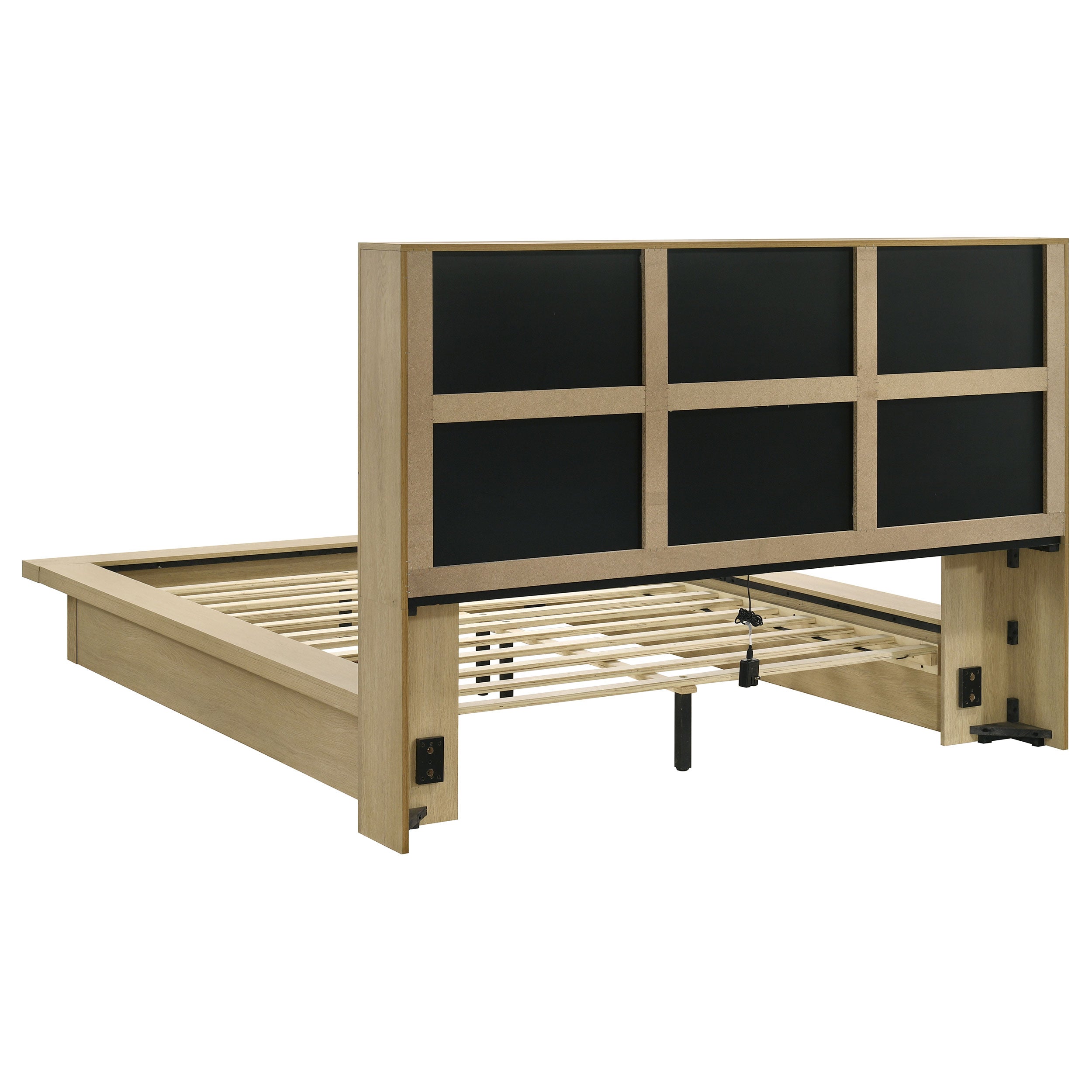Hendricks Queen Bookcase Headboard Platform Bed Light Oak — view 4