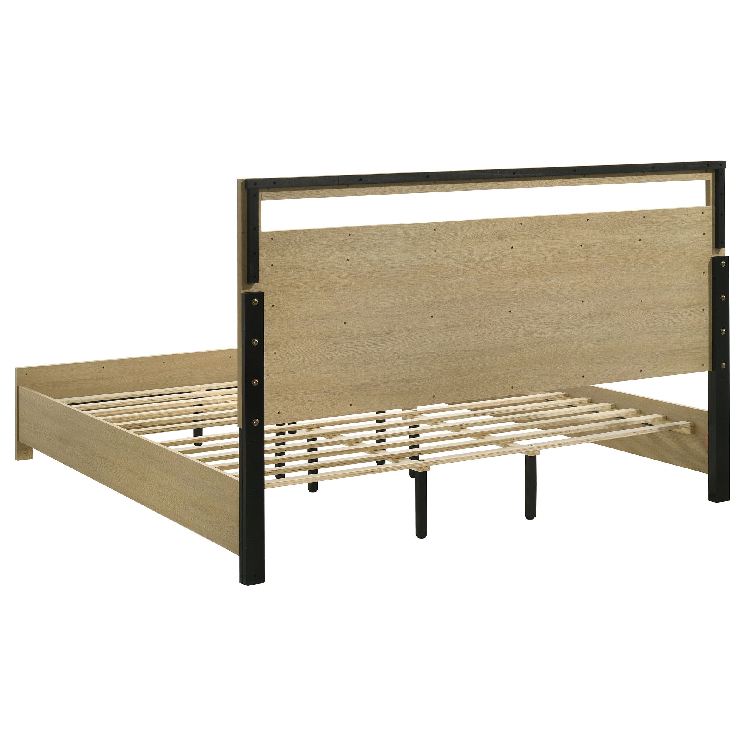 Hendricks Eastern King Panel Headboard Platform Bed Light Oak — view 4