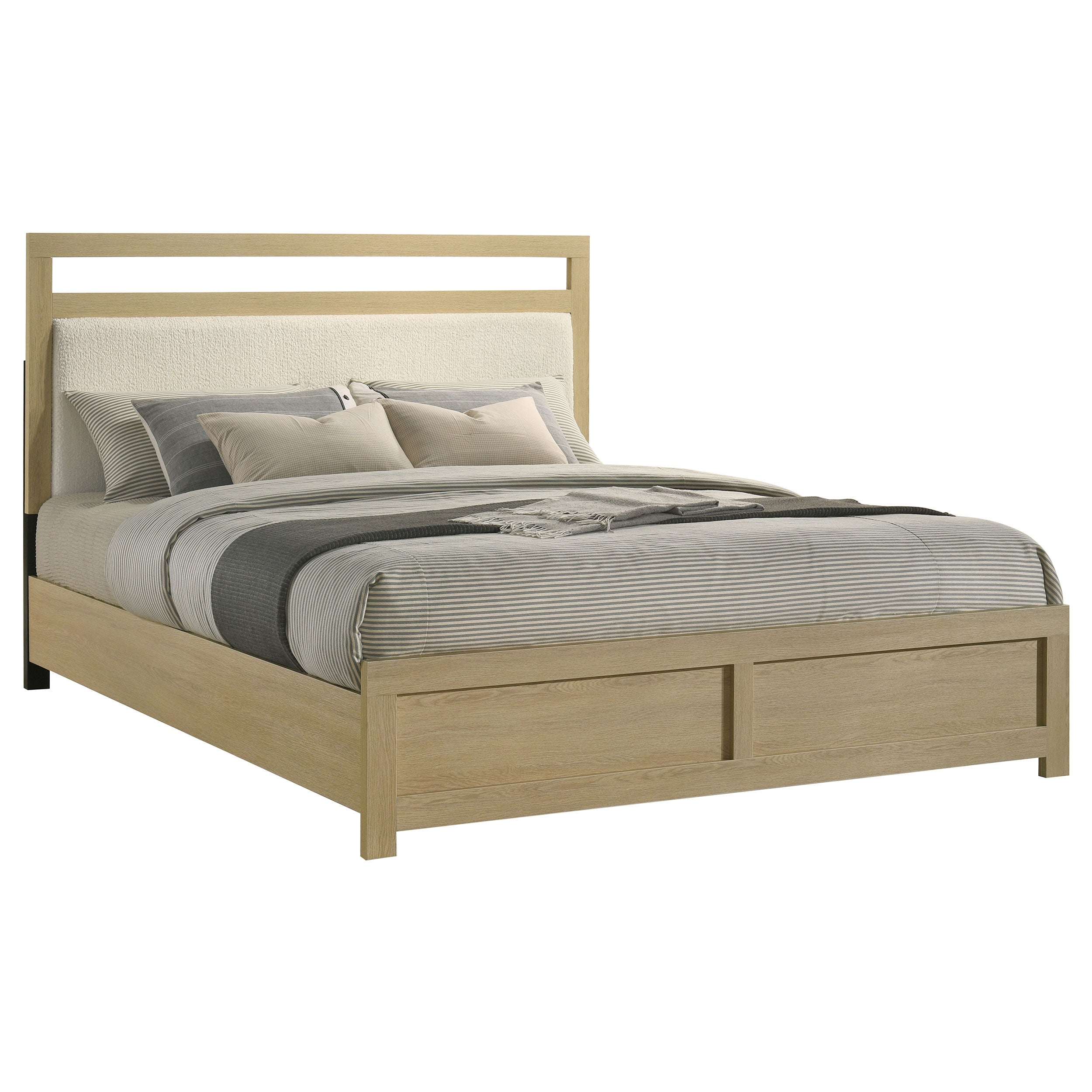Hendricks California King Panel Headboard Platform Bed Light Oak — view 2
