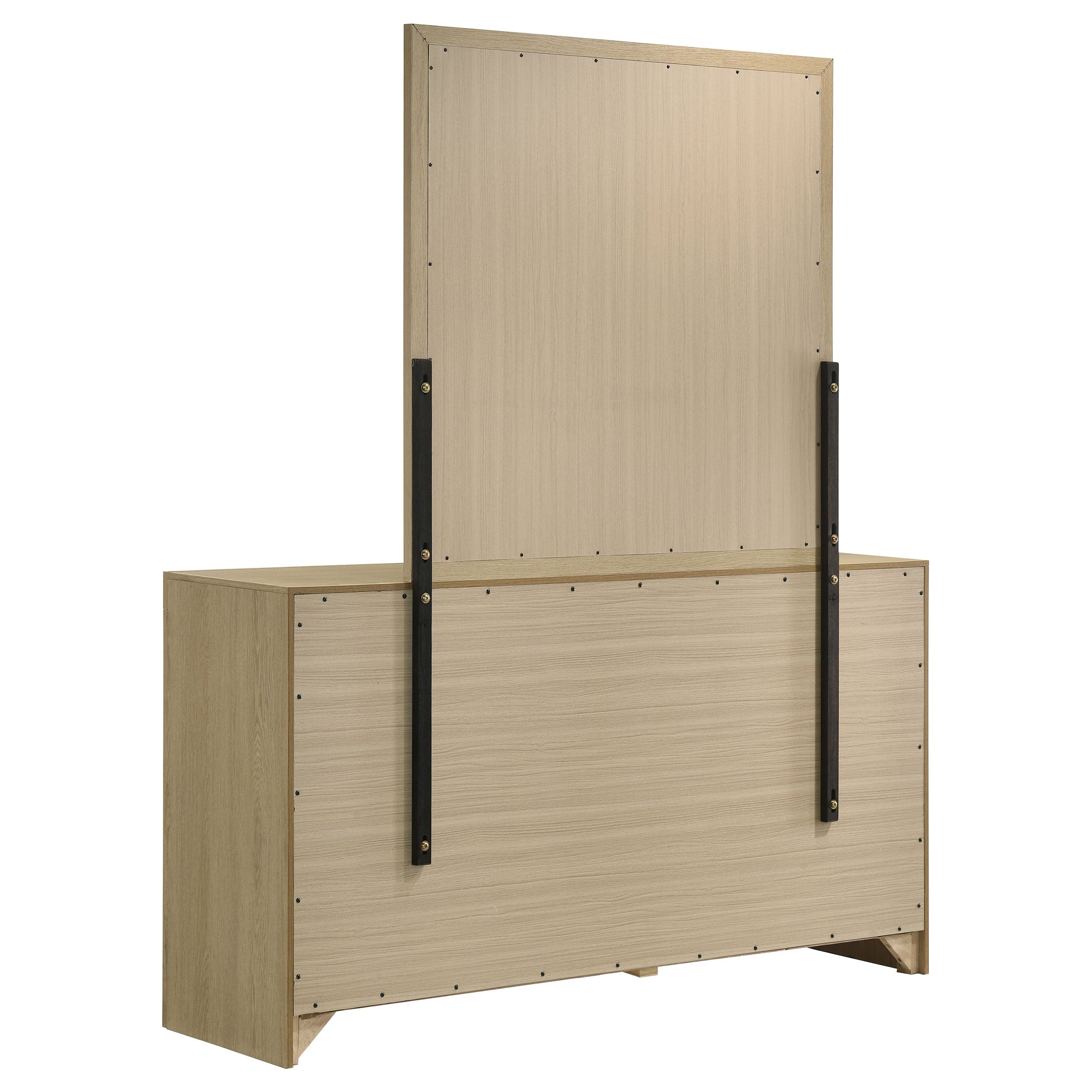 Hendricks 6-drawer Bedroom Dresser and Mirror Light Oak — view 5