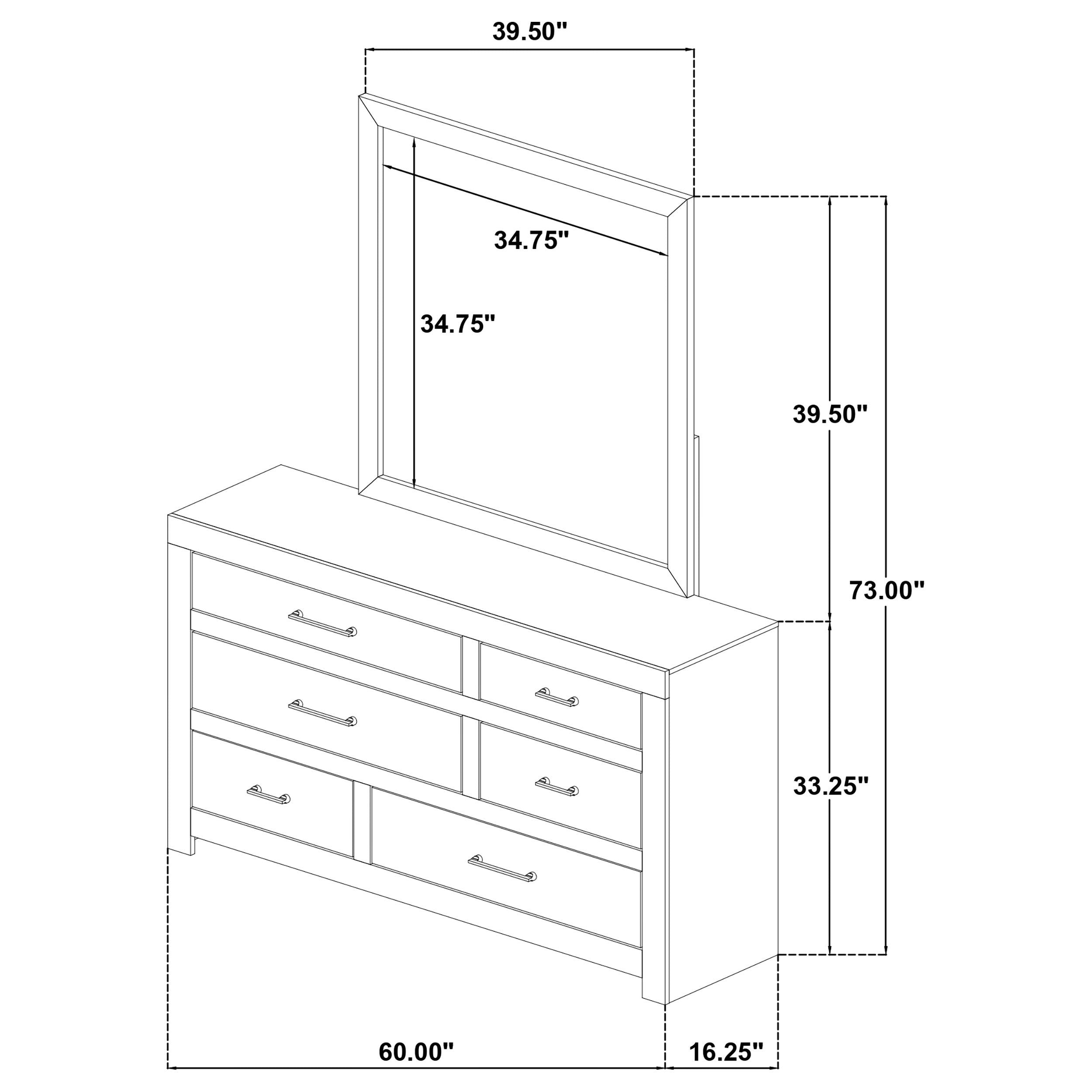 Hendricks 6-drawer Bedroom Dresser and Mirror Light Oak — view 12