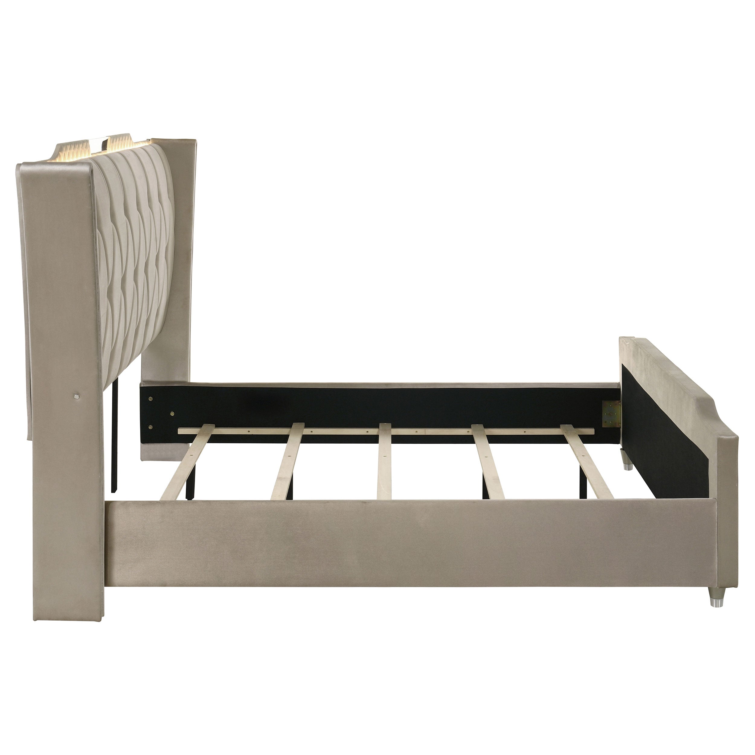 Lorient Eastern King LED Upholstered Bed Ivory and Camel — view 6