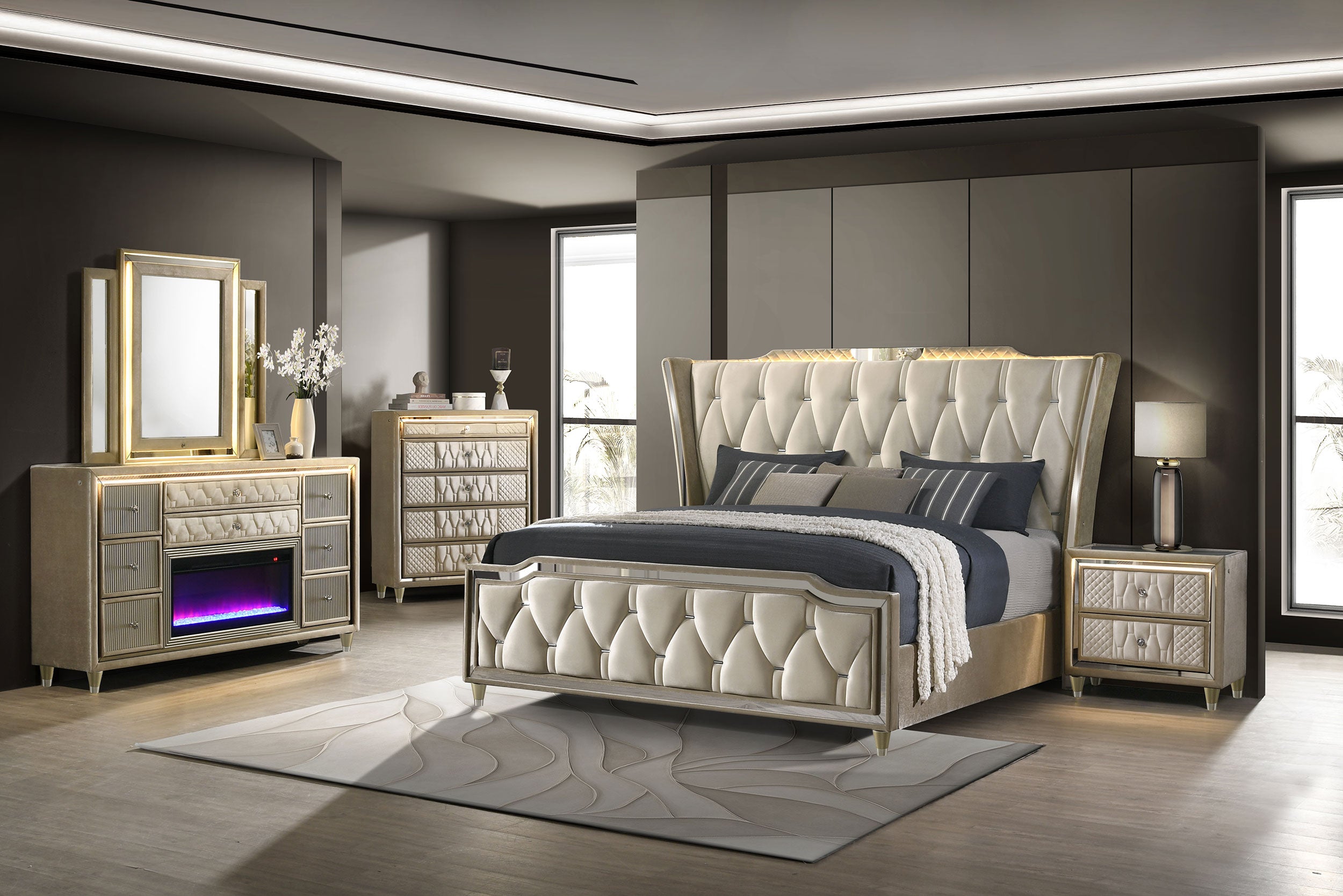 Lorient 5-piece California King Bedroom Set Ivory and Camel — view 1