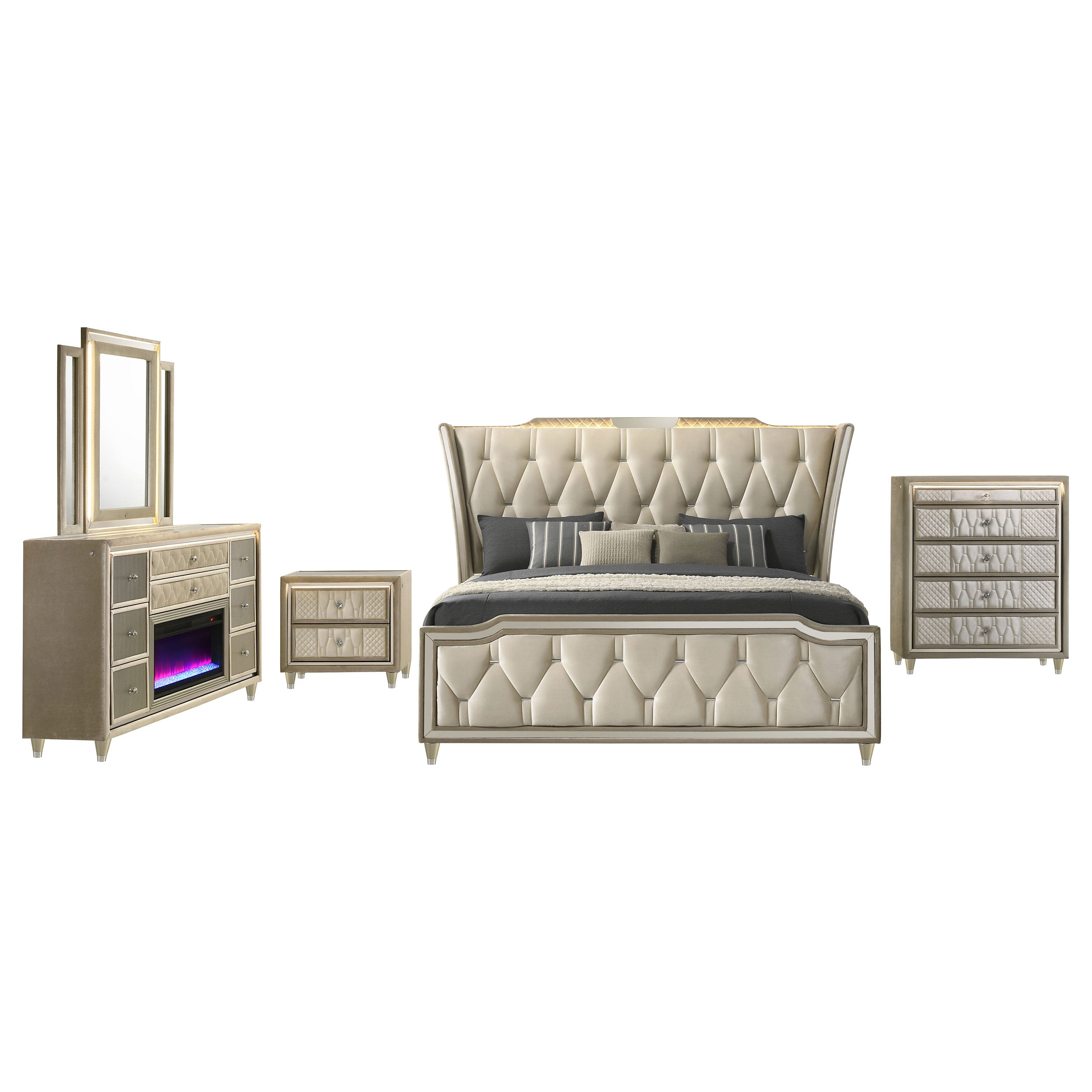Lorient 5-piece California King Bedroom Set Ivory and Camel — view 2