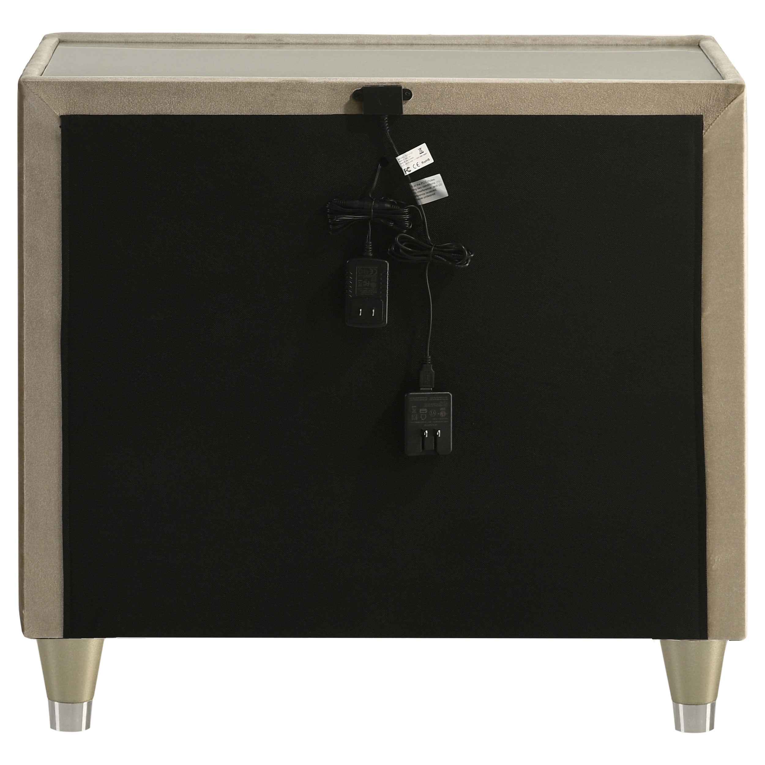 Lorient 2-drawer LED Nightstand with USB Ivory and Camel — view 7