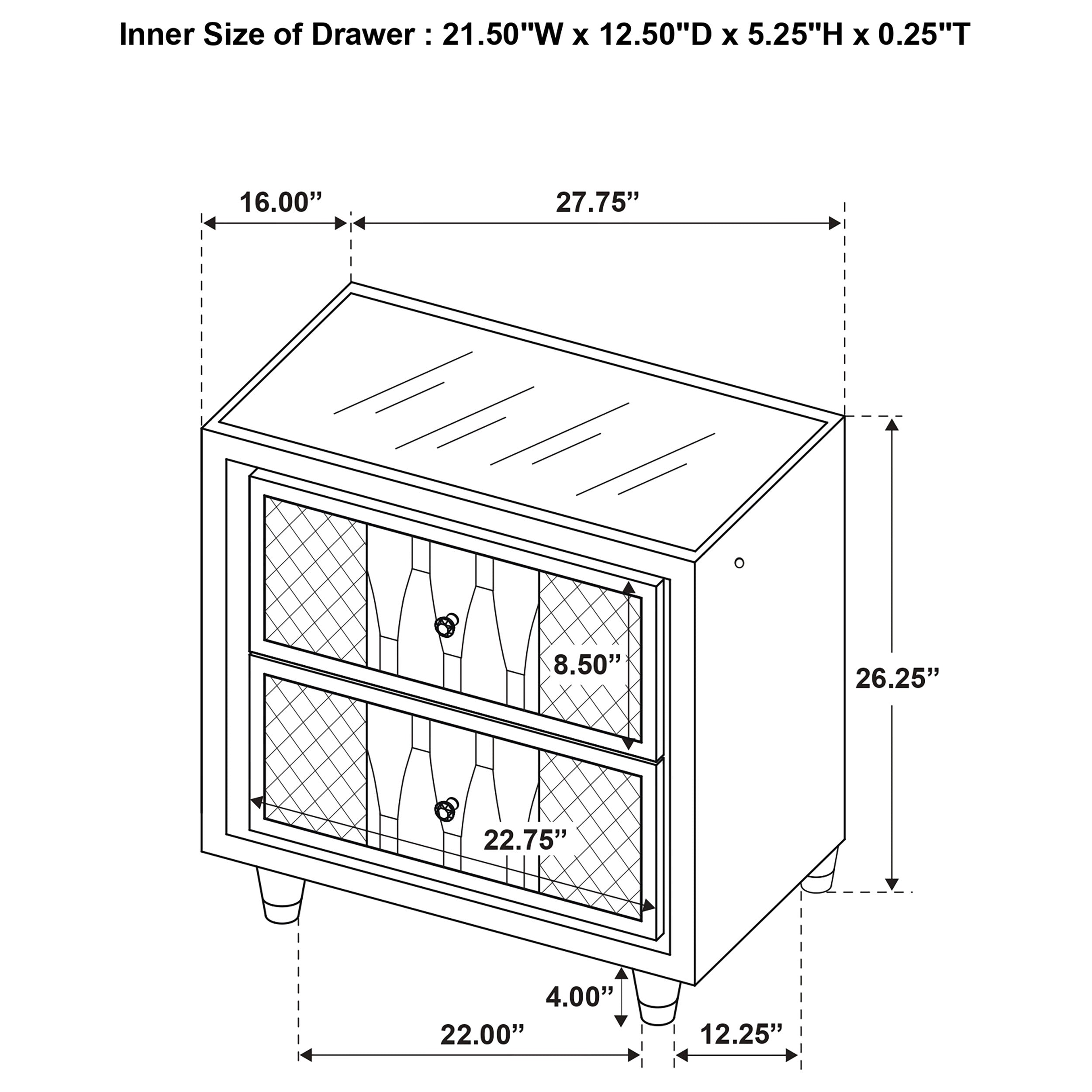 Lorient 2-drawer LED Nightstand with USB Ivory and Camel — view 16