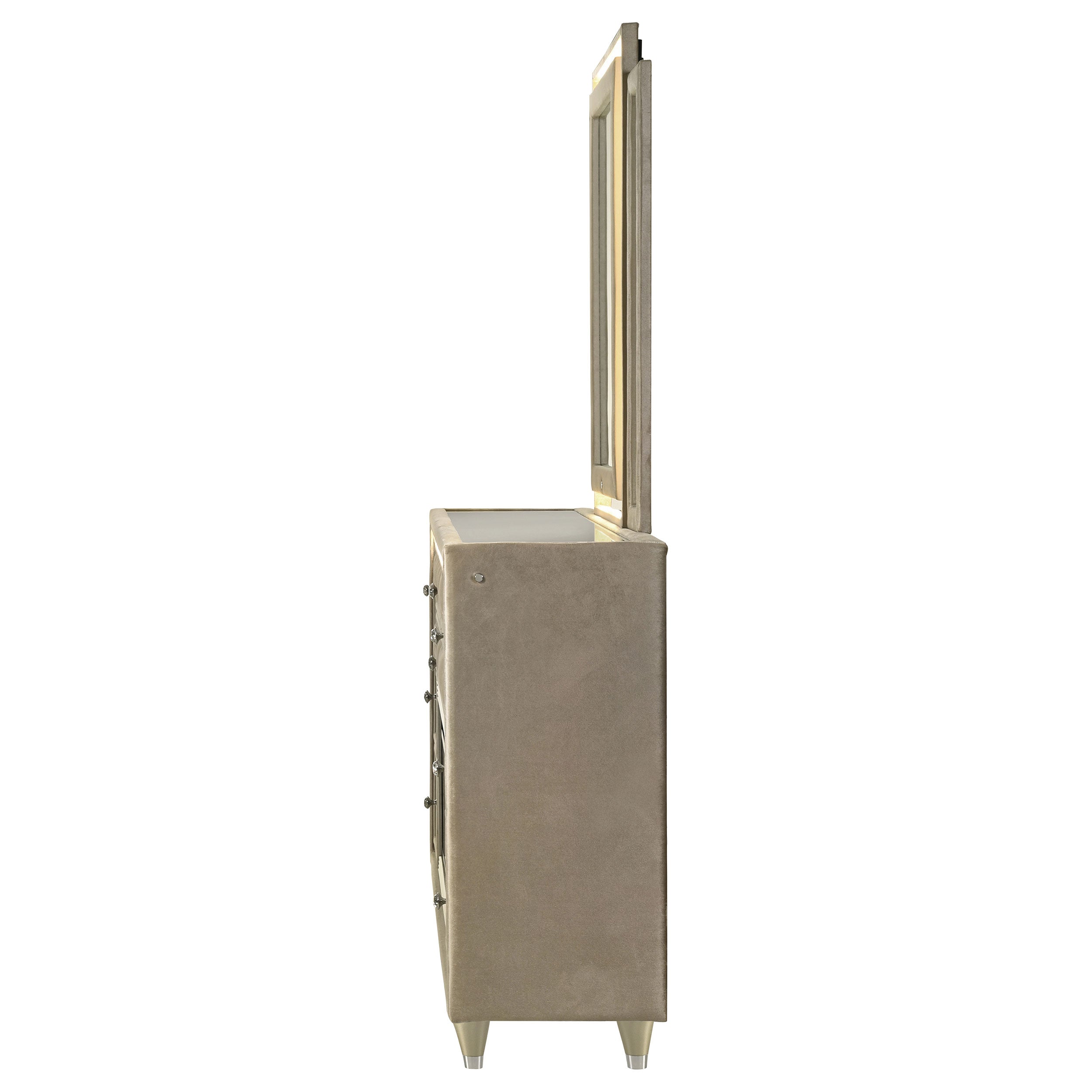 Lorient 8-drawer LED Flame Box Dresser and Mirror Ivory Camel — view 5
