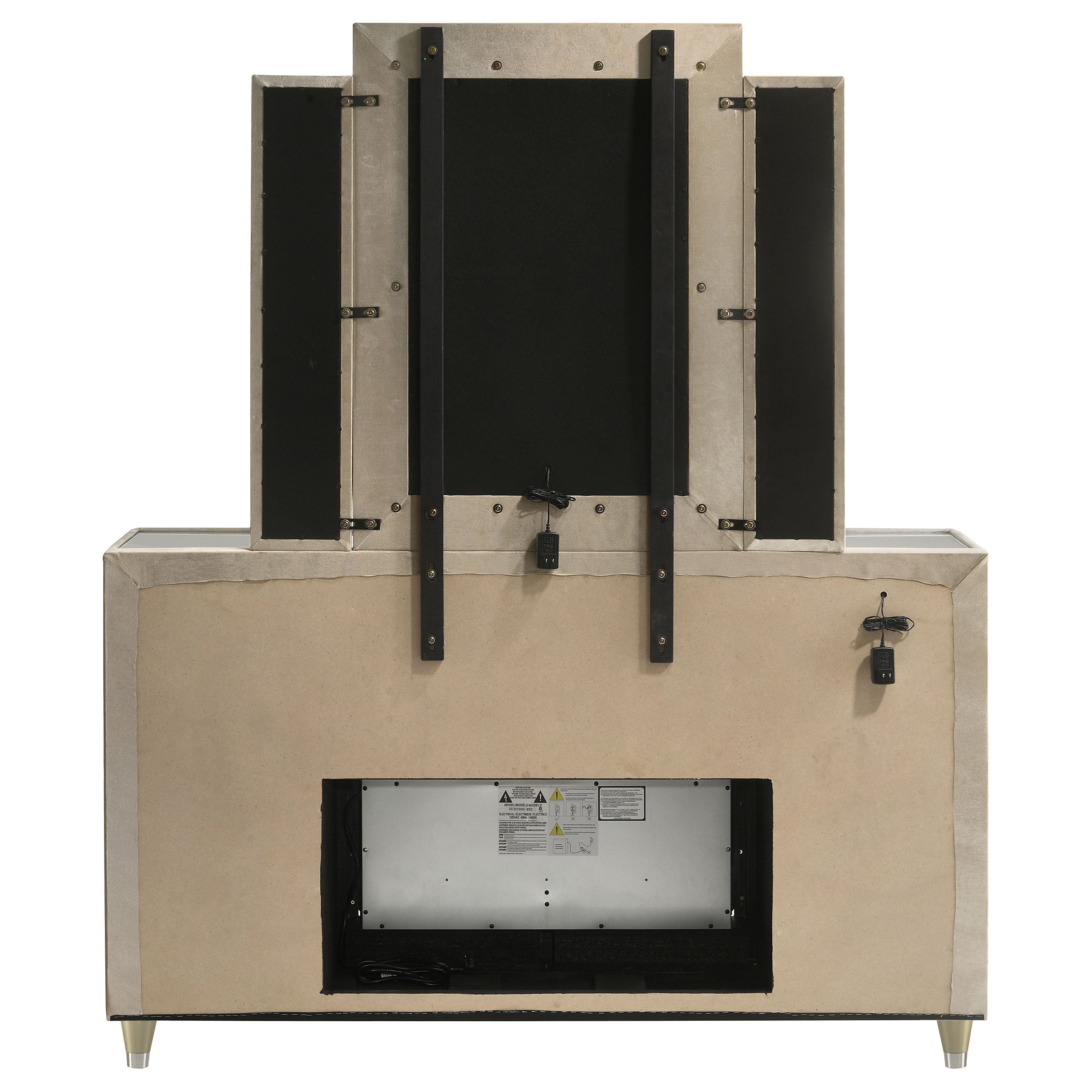 Lorient 8-drawer LED Flame Box Dresser and Mirror Ivory Camel — view 7