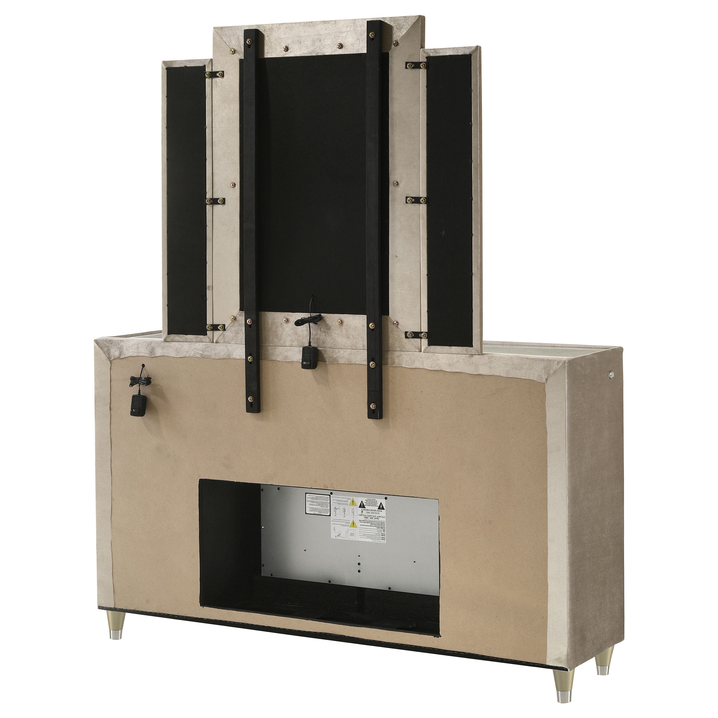 Lorient 8-drawer LED Flame Box Dresser and Mirror Ivory Camel — view 8