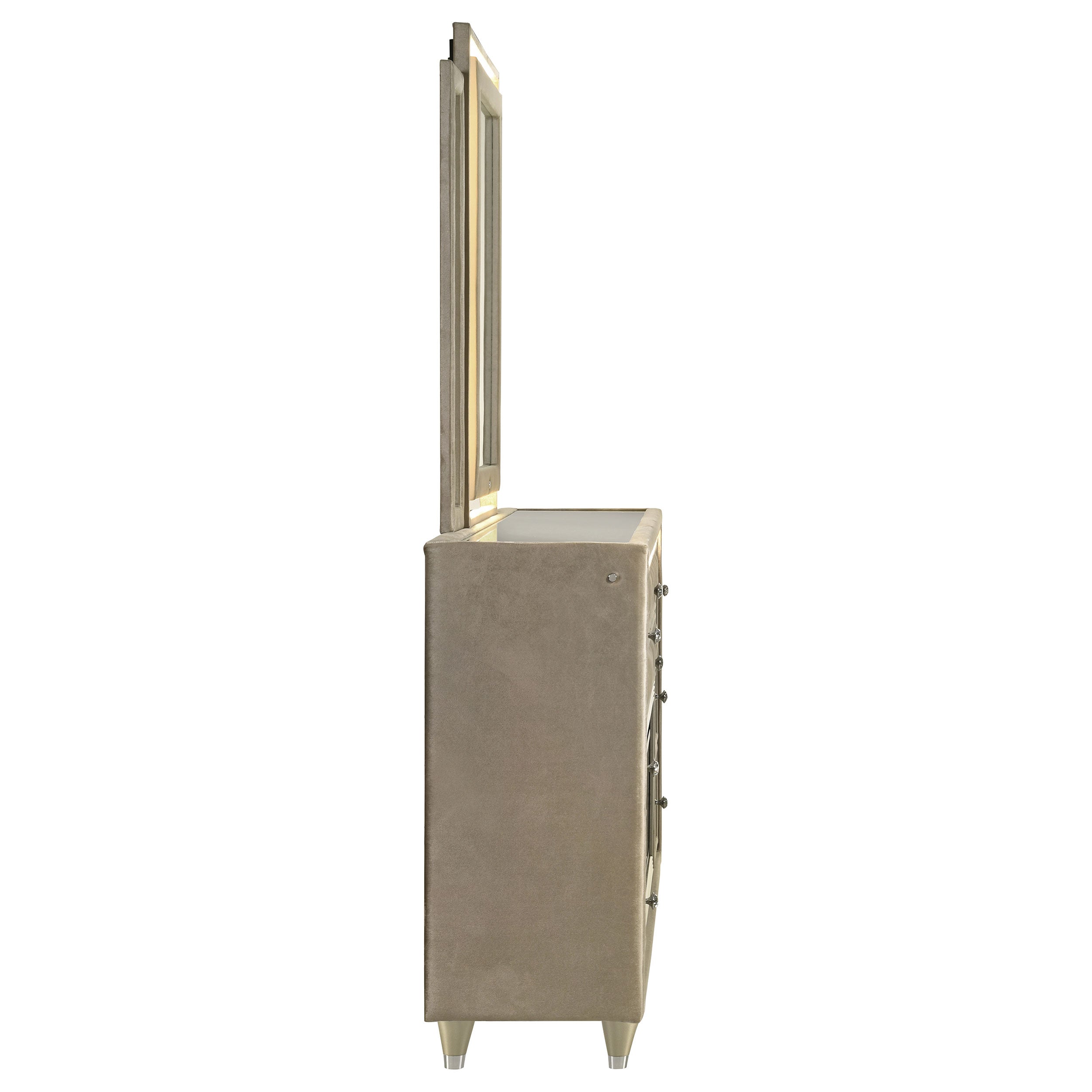 Lorient 8-drawer LED Flame Box Dresser and Mirror Ivory Camel — view 9