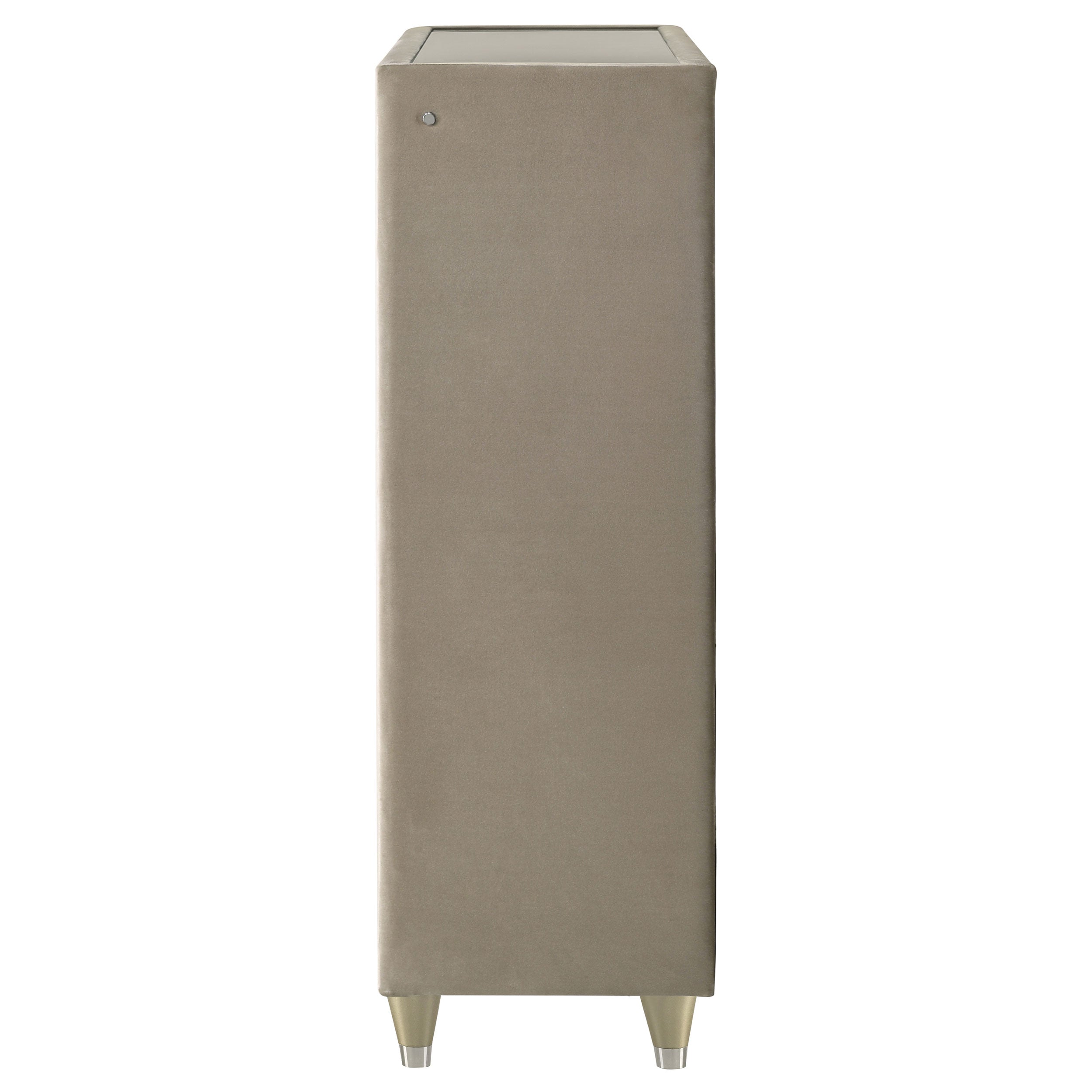 Lorient 5-drawer LED Chest of Drawers Ivory and Camel — view 5