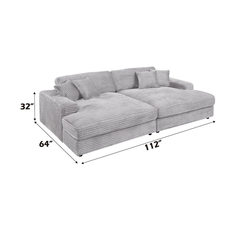 Hilde - Sectional Sofa With 4 Pillows - Gray