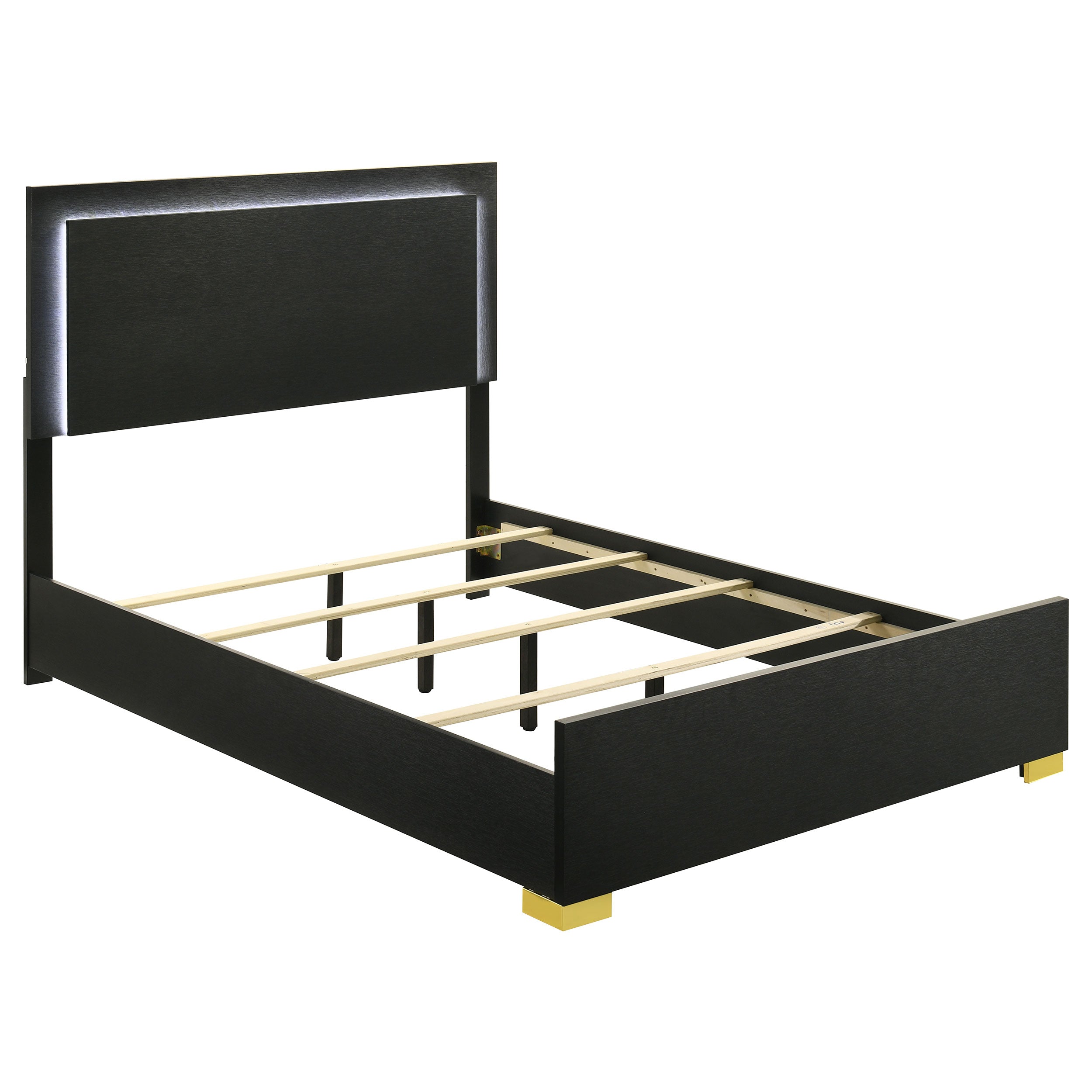 Marceline Wood Full LED Panel Bed Black — view 1