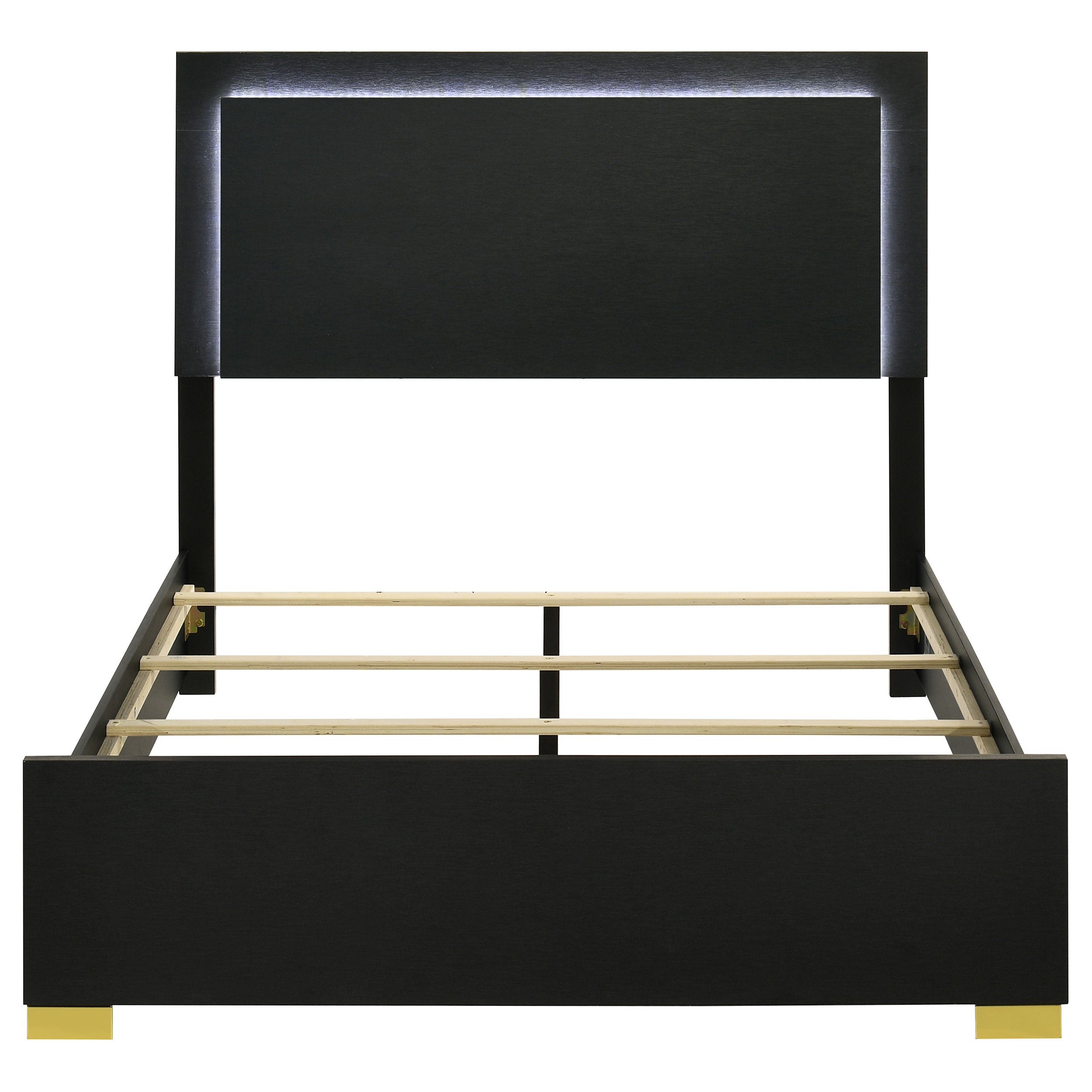 Marceline Wood Full LED Panel Bed Black — view 4