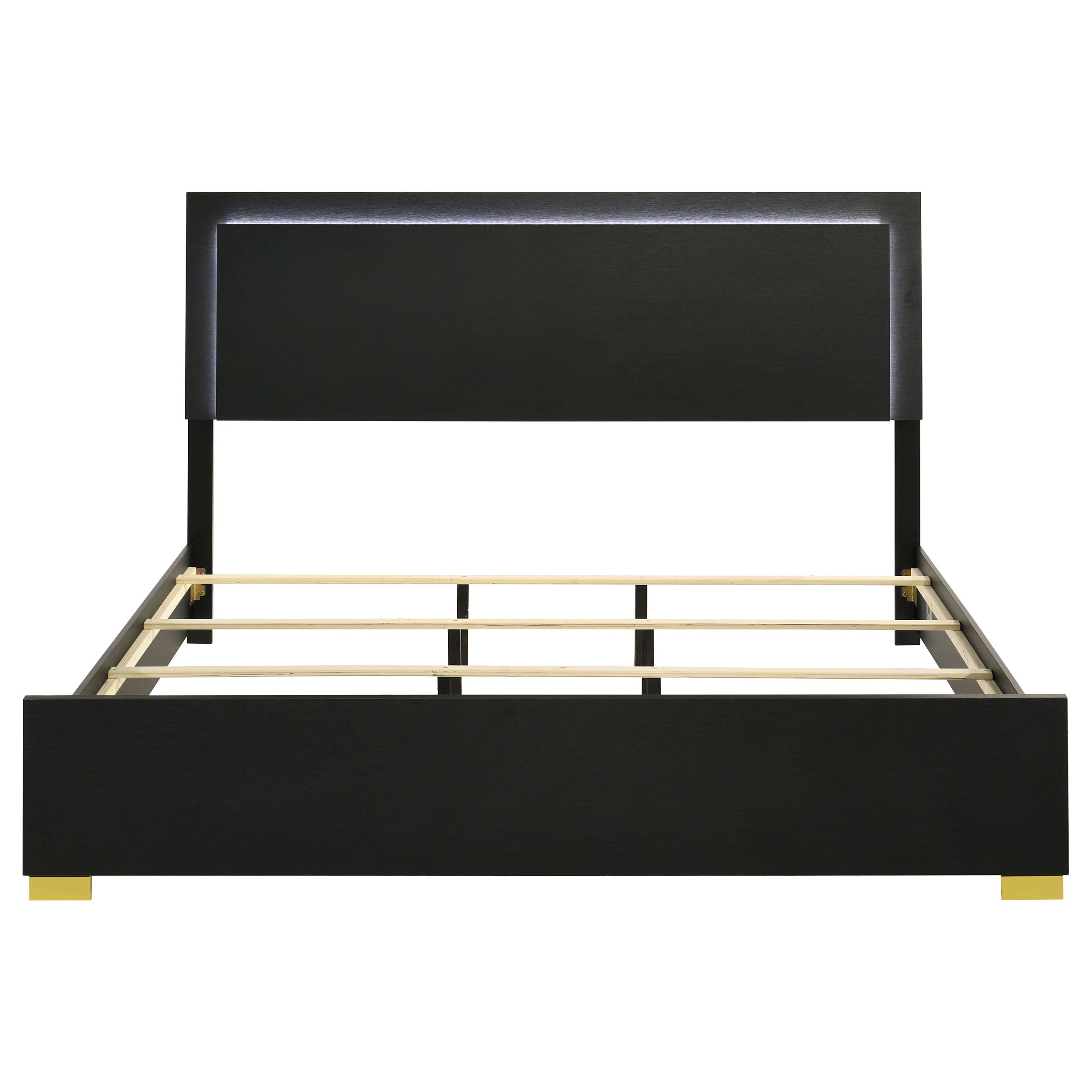 Marceline Wood Eastern King LED Panel Bed Black — view 4
