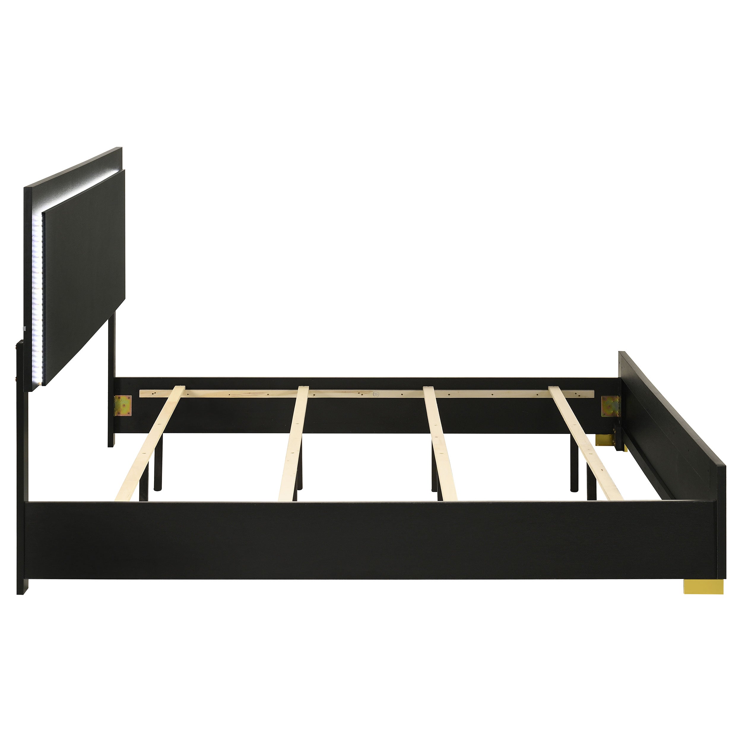 Marceline Wood Eastern King LED Panel Bed Black — view 6
