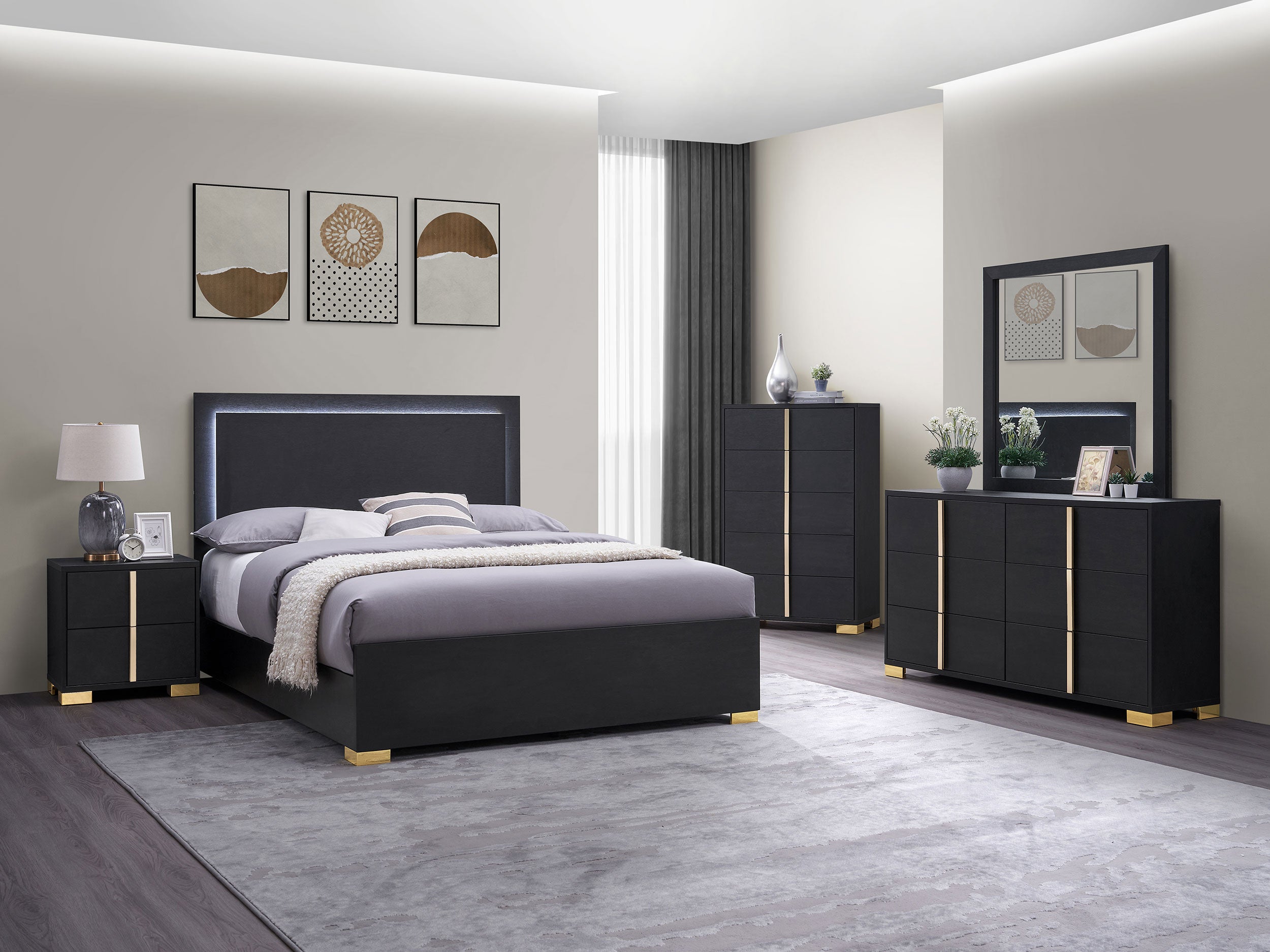 Marceline 5-piece Queen Bedroom Set Black — view 1