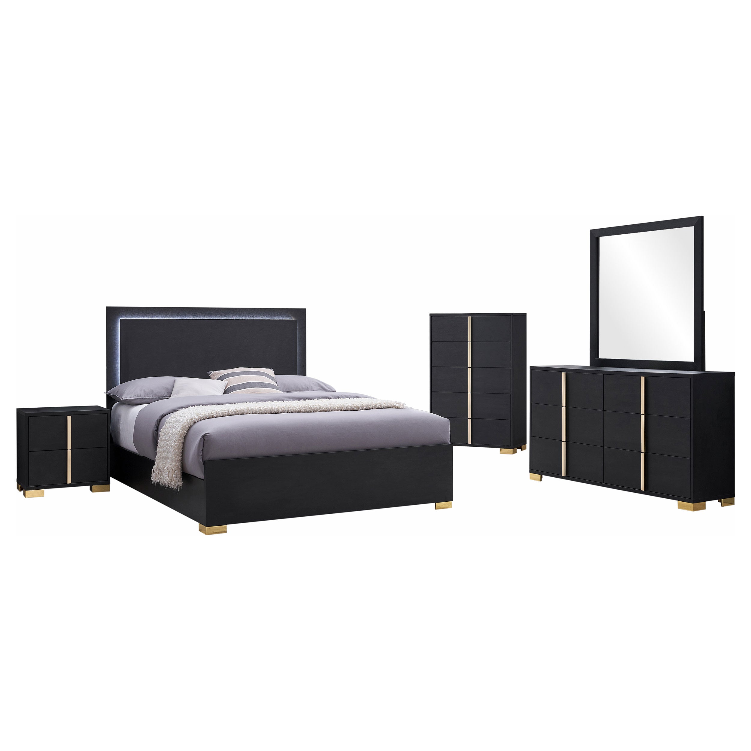 Marceline 5-piece Queen Bedroom Set Black — view 2