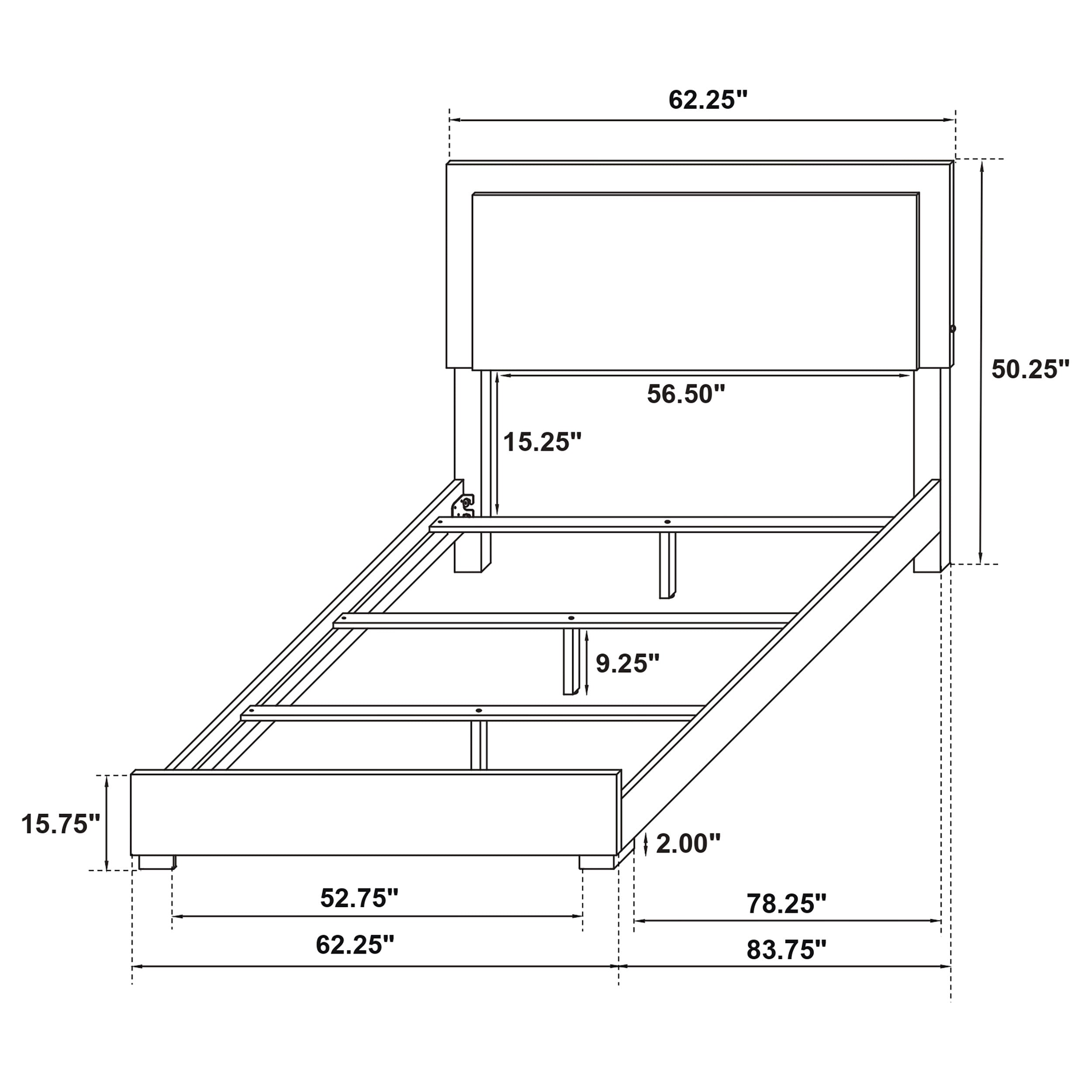 Marceline Wood Queen LED Panel Bed Black — view 9
